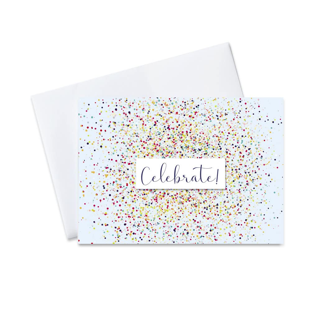 CEO Cards - Colorful Confetti Congratulations Greeting Cards, 5x7 Inches, 25 Cards & 26 White Envelopes (C2003) - Perfect for Promotions, New Job Celebrations & Corporate Events