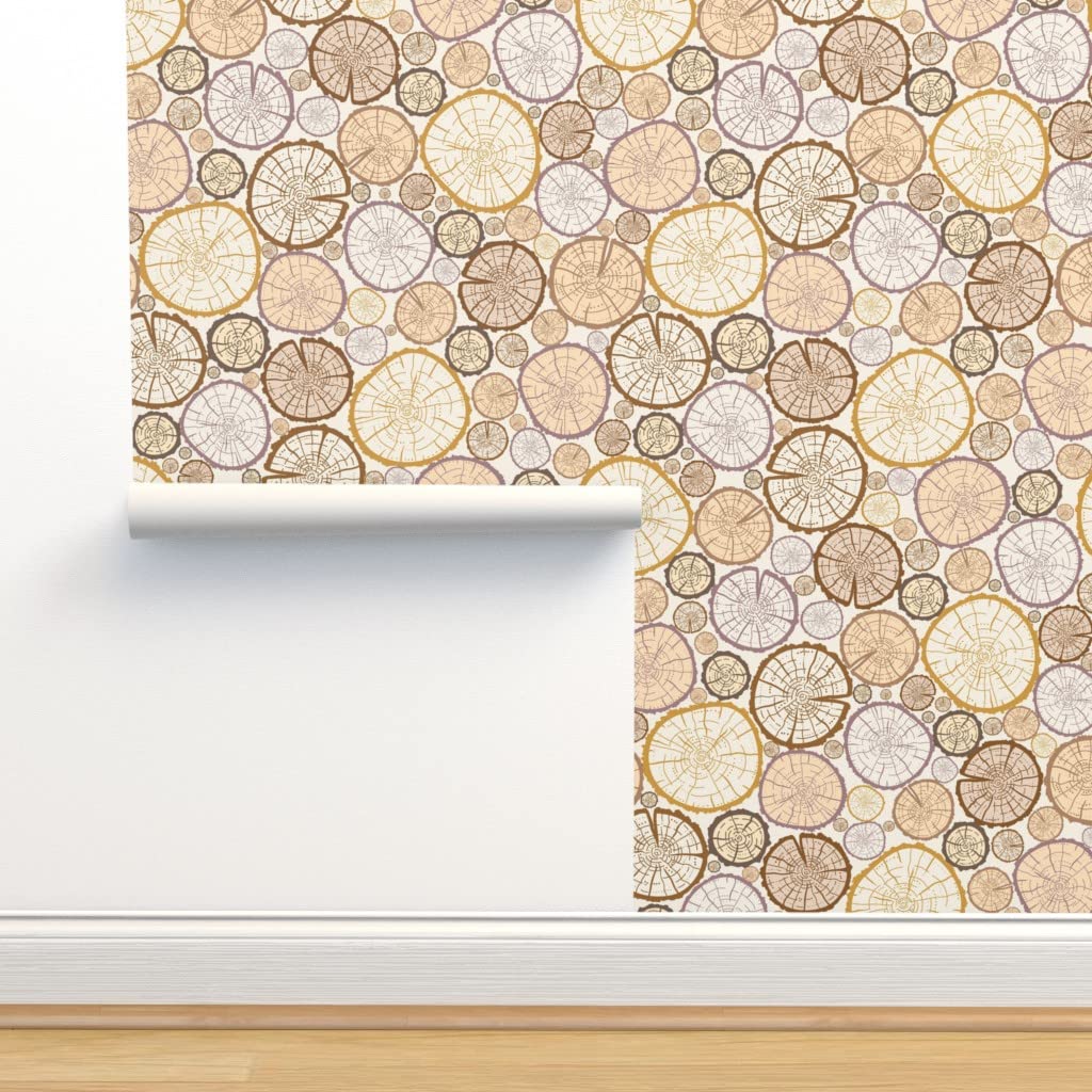 Peel & Stick Removable Wallpaper - 9ft x 2ft Wood Logs Tree Trunk Abstract Design | Gender Neutral Nursery Decor | Easy DIY Home & Office Wall Covering | Perfect for Bedroom, Living Room, Kids Room