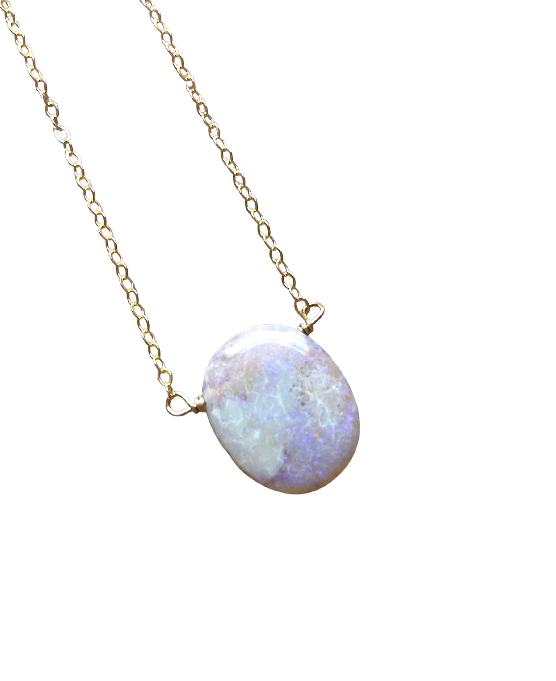 Stunning Purple Australian Opal Pendant Necklace - 14K Gold Filled Elegant Jewelry for Women | Perfect Gift for Birthday, Anniversary & Special Occasions