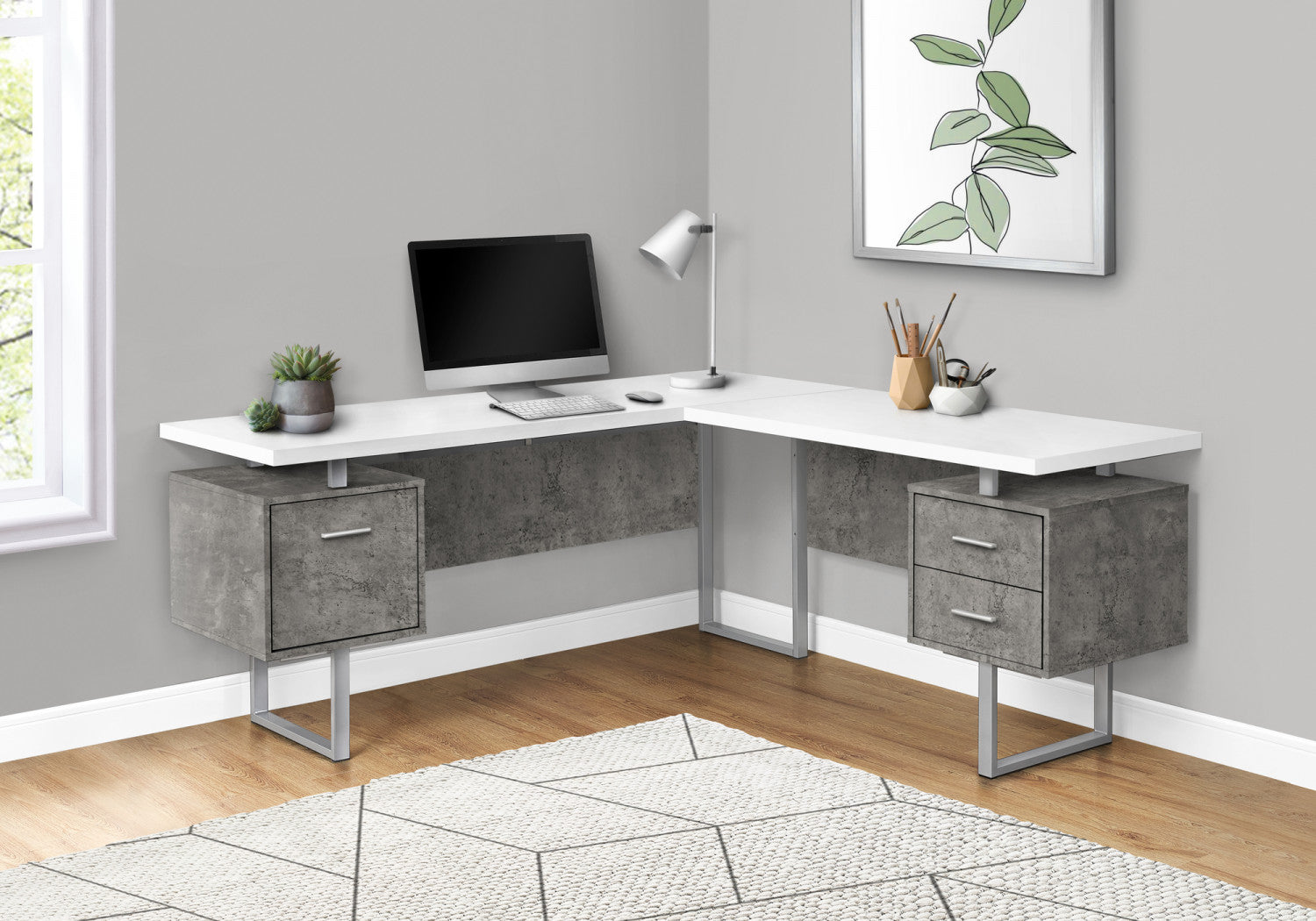 Jaska White Modern Office Desk - Stylish & Functional Home Office Furniture for Work & Study