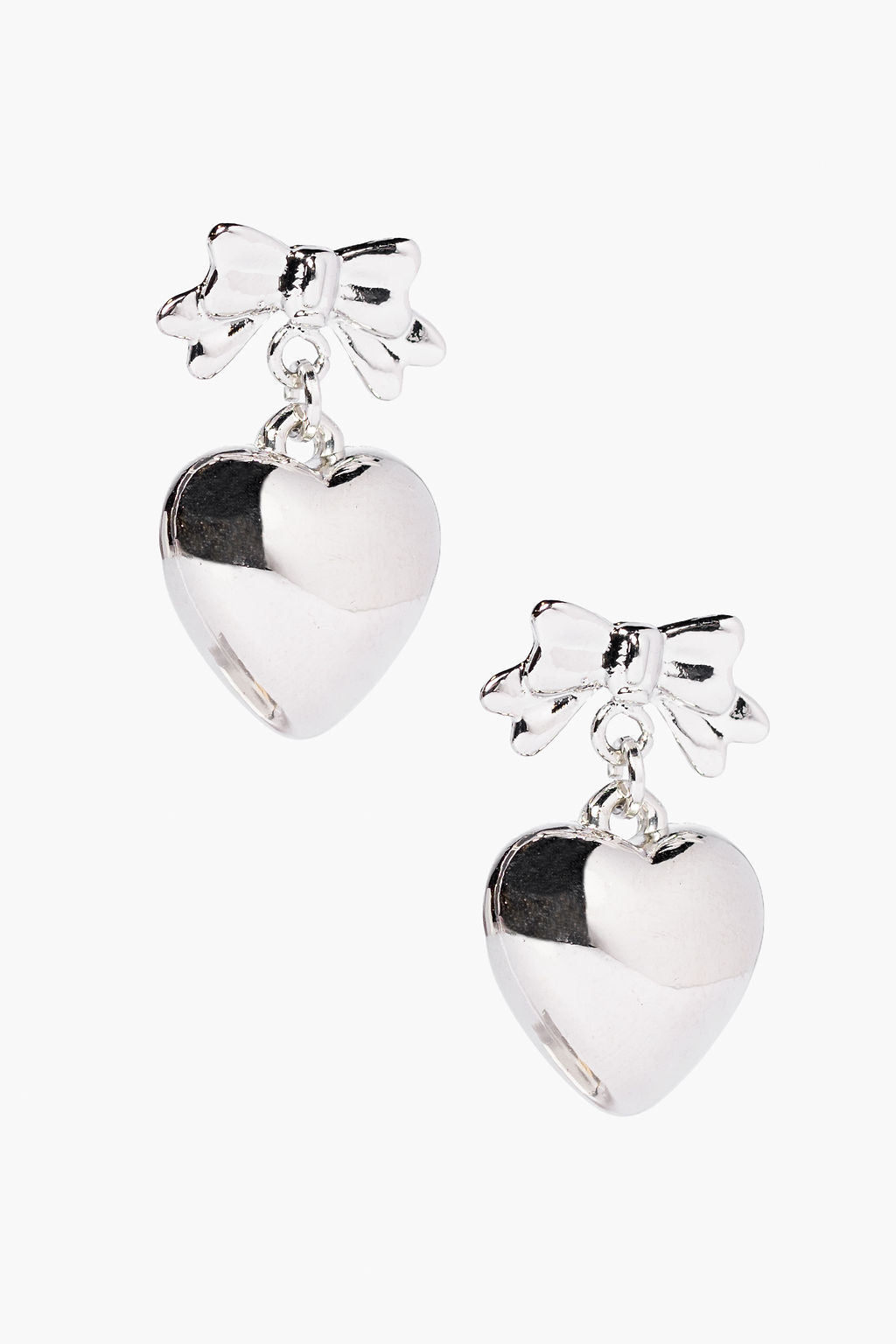 Heart and Bow Silver Earrings for Women - Elegant Sterling Silver Jewelry Gift for Her - Perfect for Valentine's Day, Anniversary & Special Occasions
