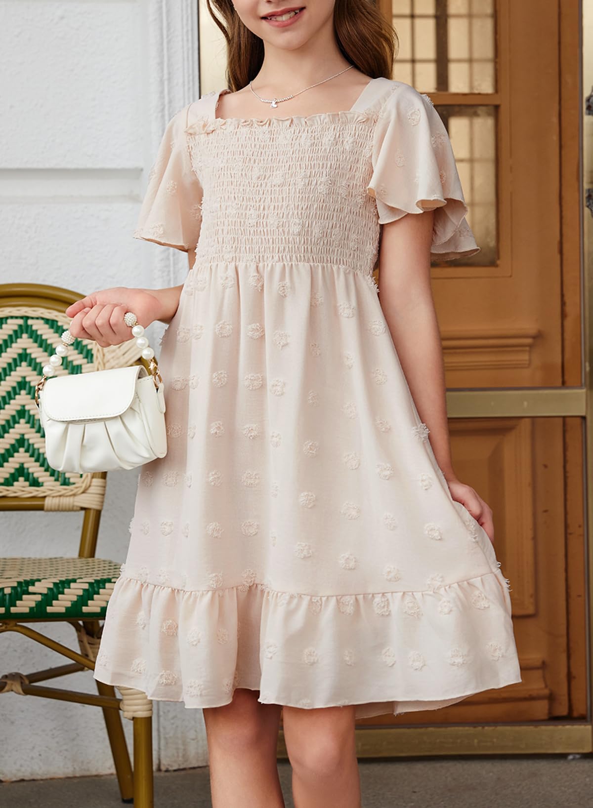 Blibean Girls Summer Chiffon Dresses 2025 - Floral Print Casual Sundresses for Kids Age 6-15 Years | Perfect for Beach Vacations, Birthday Parties & Family Outings