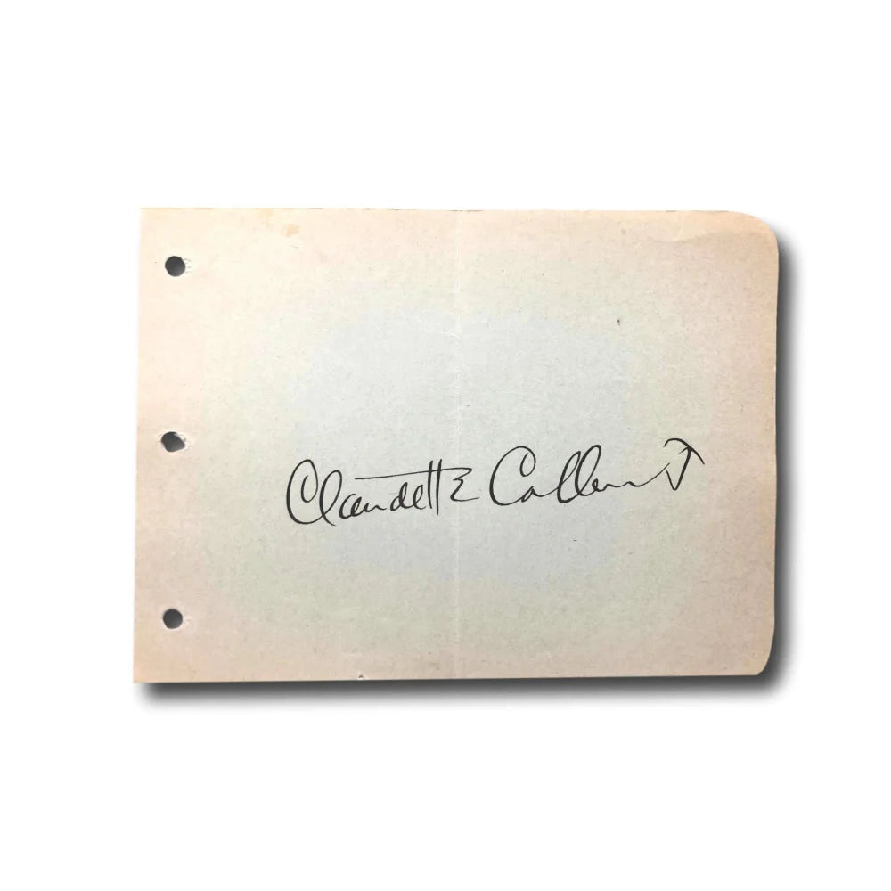 Claudette Colbert Autographed Album Page - Hand Signed JSA COA - Cleopatra Movie Star Memorabilia - Perfect for Collectors, Film History Enthusiasts & Home Theater Decor