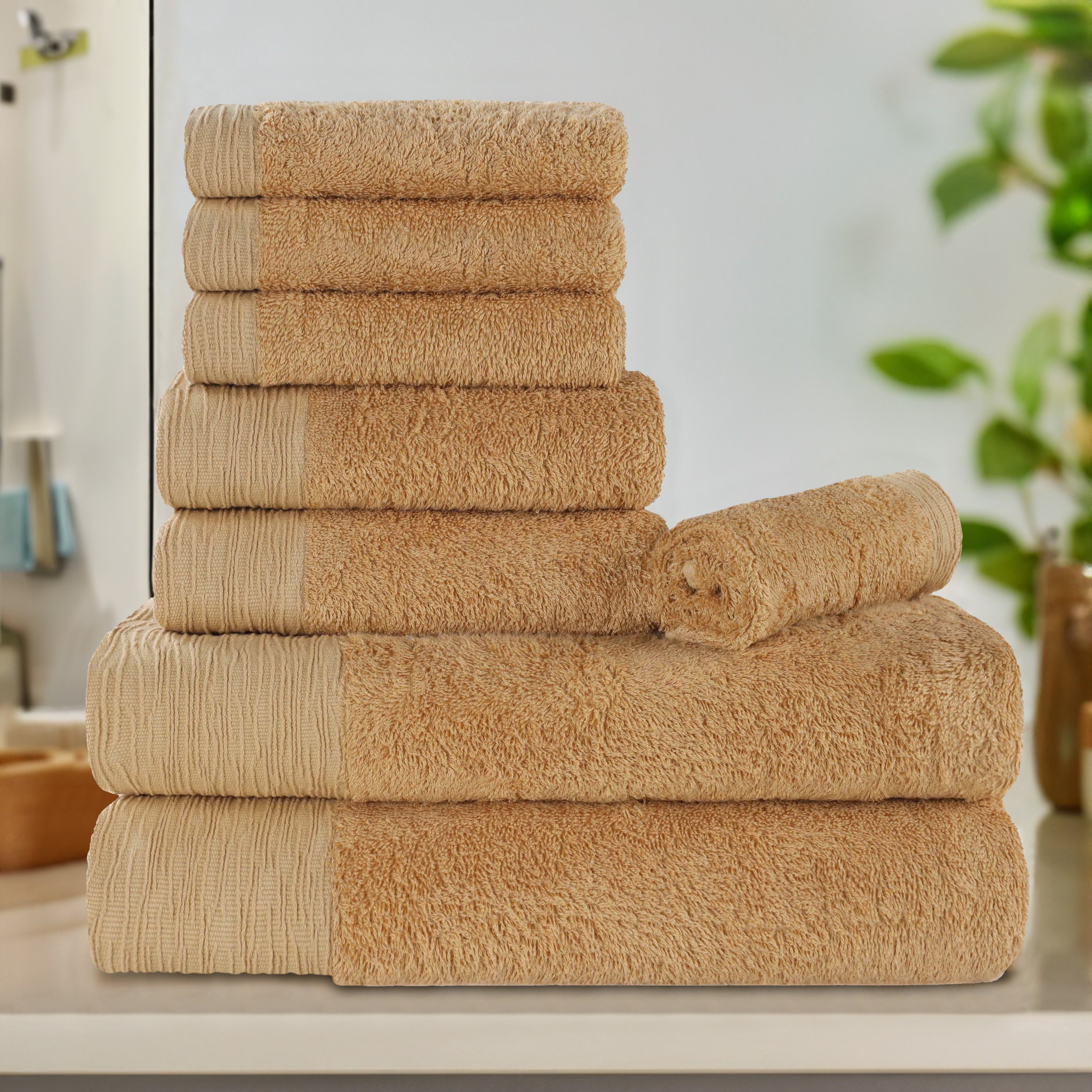 Rayon from Bamboo 8-Piece Towel Set | Ultra Soft & Eco-Friendly Bath Towels | Perfect for Spa, Bathroom & Guest Use