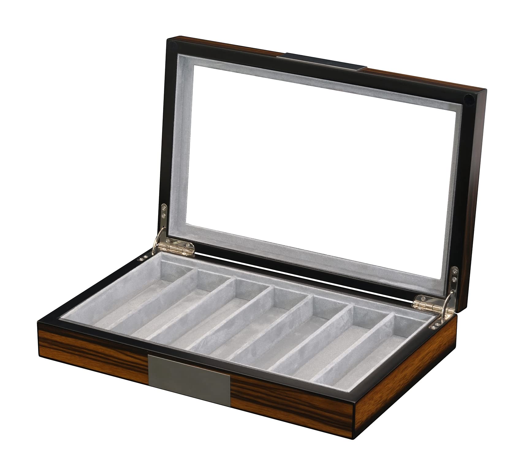 Premium Walnut Wood Watch Band Storage Case with Glass Top & Stainless Steel Hinges - Display Organizer for Smartwatch Bands, Oversized Watch Straps - Perfect for Watch Collectors & Luxury Watch Storage at Home or Office