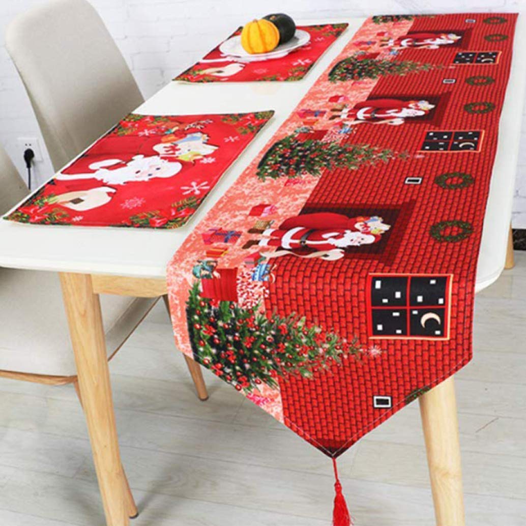 Elegant Christmas Linen Table Runner with Tassels - Holiday Dining Decor for Dinner Parties, Banquets & Festive Home Decoration | Perfect for Holiday Tablescapes, Christmas Feasts & Seasonal Home Styling