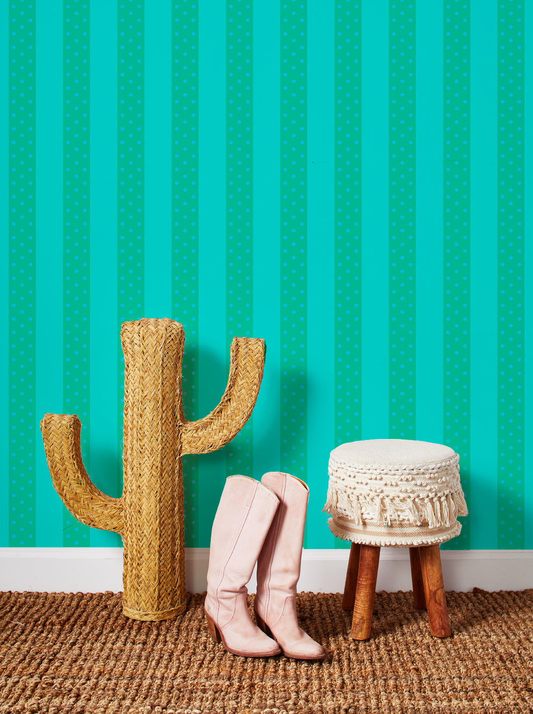Barbie™ 'Just Ken Stripe' Wallpaper - Teal & Green Peel and Stick Removable Wallpaper for Bedroom, Nursery, or Home Office Decor
