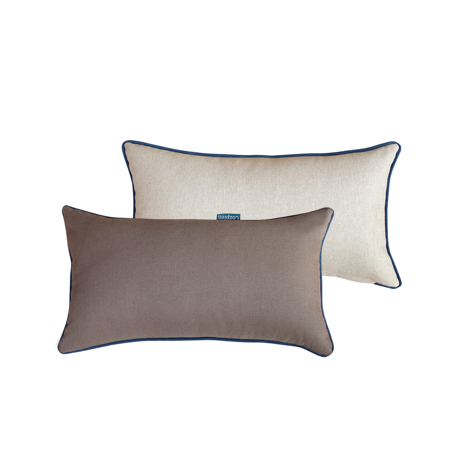 **Waterproof Outdoor Lumbar Pillows Set of 2 - 10x18 Inch Rectangle Patio Cushions for Garden, Poolside, and Porch Furniture - Decorative Brown & Beige Waist Pillows**