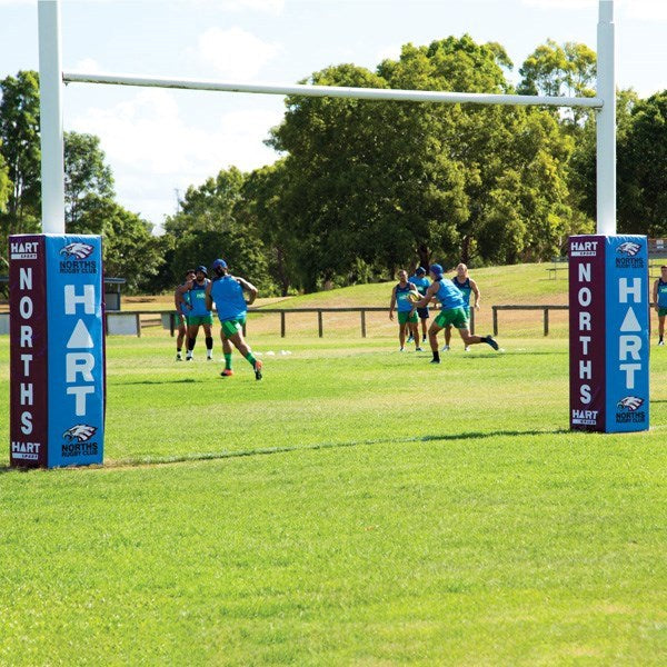 HART Square Rugby Post Pads 50cm x 150mm Cut Out - Custom Printed Set of 4 - Protective Padding for Rugby Goal Posts - Perfect for Training & Match Safety