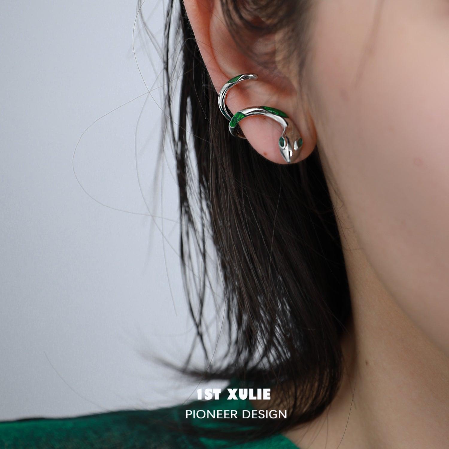 Slytherin House S925 Sterling Silver 18k Gold Plated Y2K Earrings™ | Trendy Gothic Jewelry for Harry Potter Fans, Cosplay & Everyday Wear