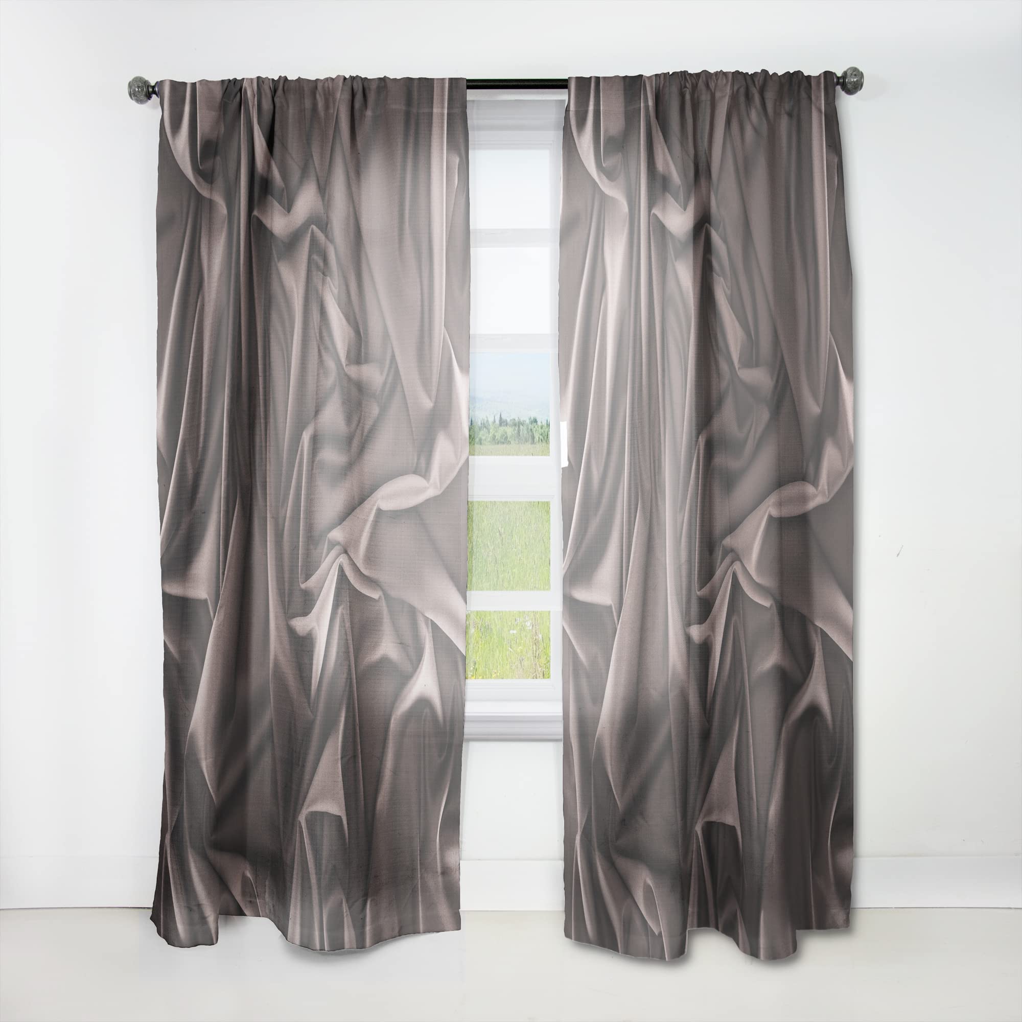DesignQ Thermal Insulated Black Silk Wave Curtains - Single Panel 52x120 Inches - Elegant Drapes for Bedroom & Living Room - Perfect for Light Control & Energy Saving