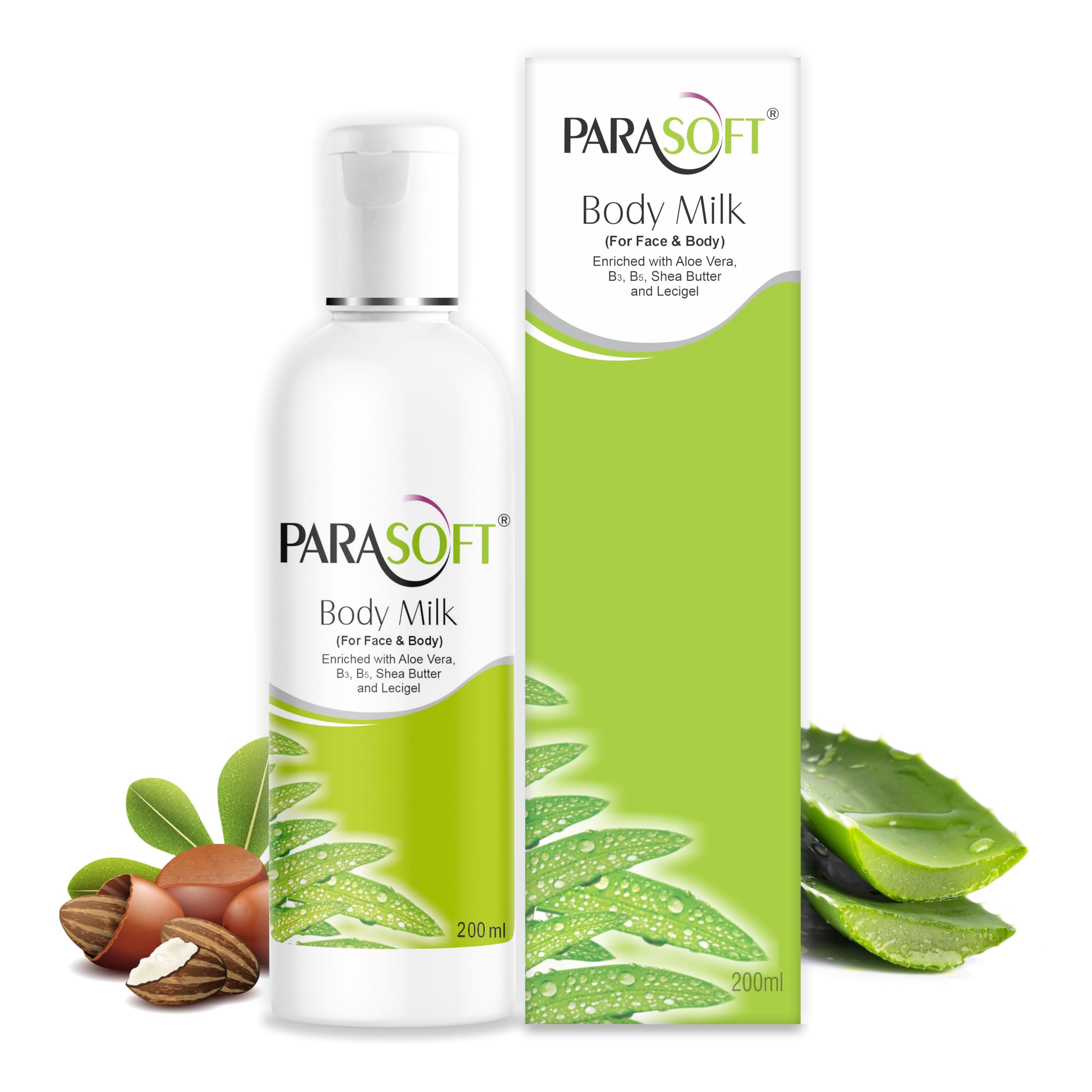 Parasoft Moisturizing & Hydrating Face & Body Lotion with Aloe Vera, Shea Butter & Vitamins B3 & B6 - Daily Nourishing Cream for Normal to Very Dry Skin - 200ml | Perfect for Daily Hydration & Skin Repair