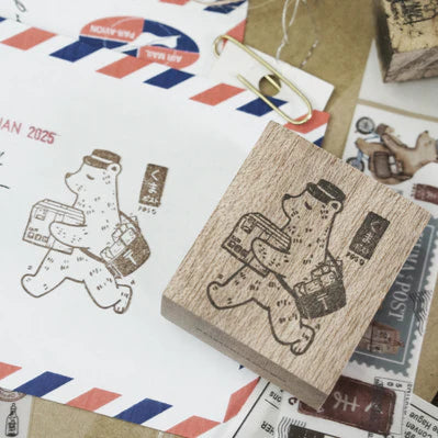 Black Milk Project Kuma Post Bear Stamp - Cute Japanese Bear Stamp for Scrapbooking, Journaling & Letter Writing - Perfect for DIY Crafts, Gift Wrapping & Postal Decorations
