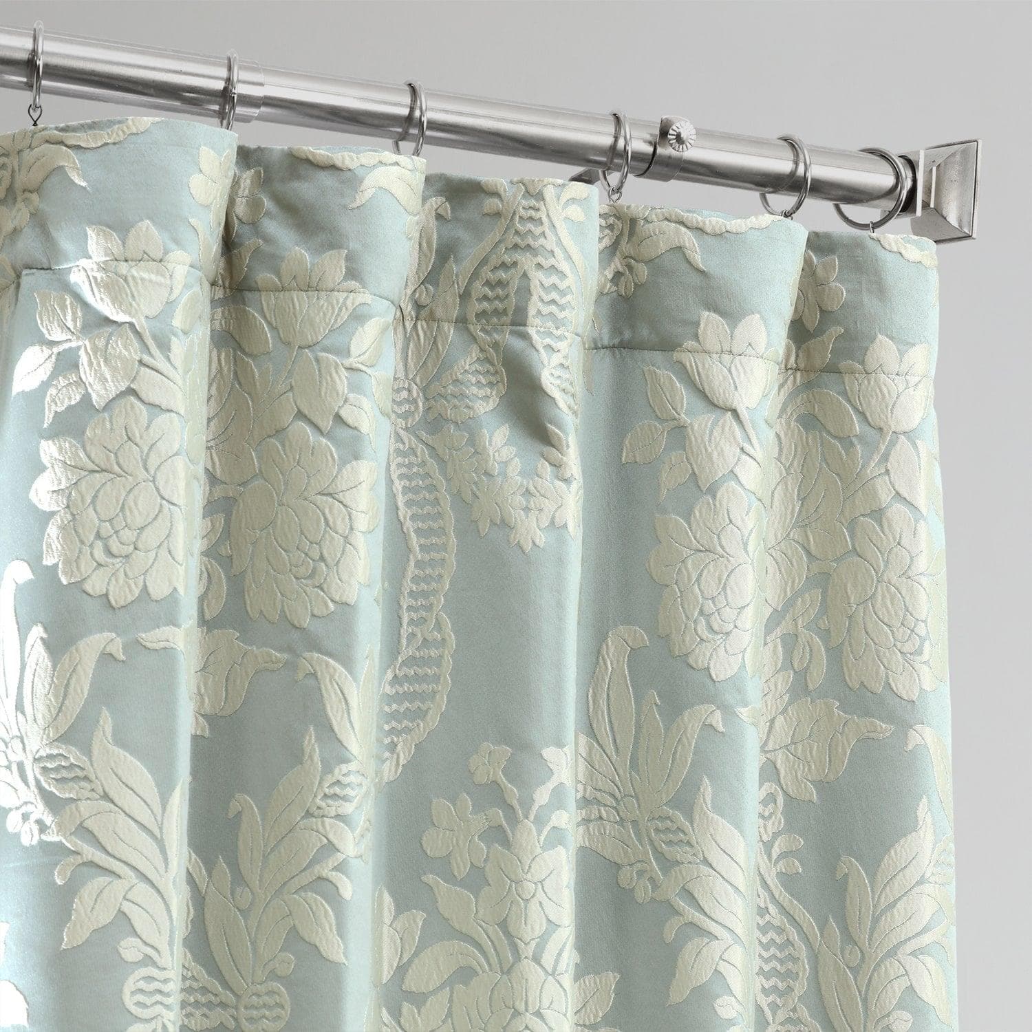 Magdelena Blue & Steel Damask Faux Silk Jacquard Blackout Curtains - Elegant Window Treatment for Bedroom, Living Room & Home Theater