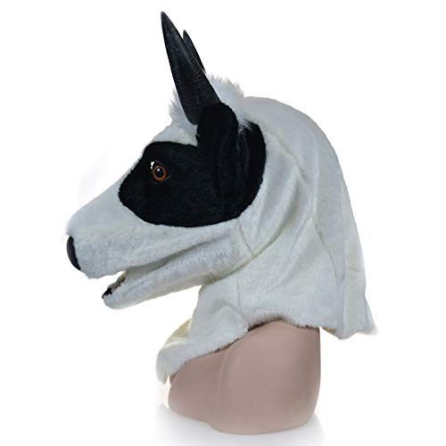 SHENGUS Halloween Party Mask - Realistic Moving Mouth Cow Mask, Furry Animal Costume Accessory for Adults & Kids (Black) - Perfect for Halloween Parties, Cosplay, and Themed Events