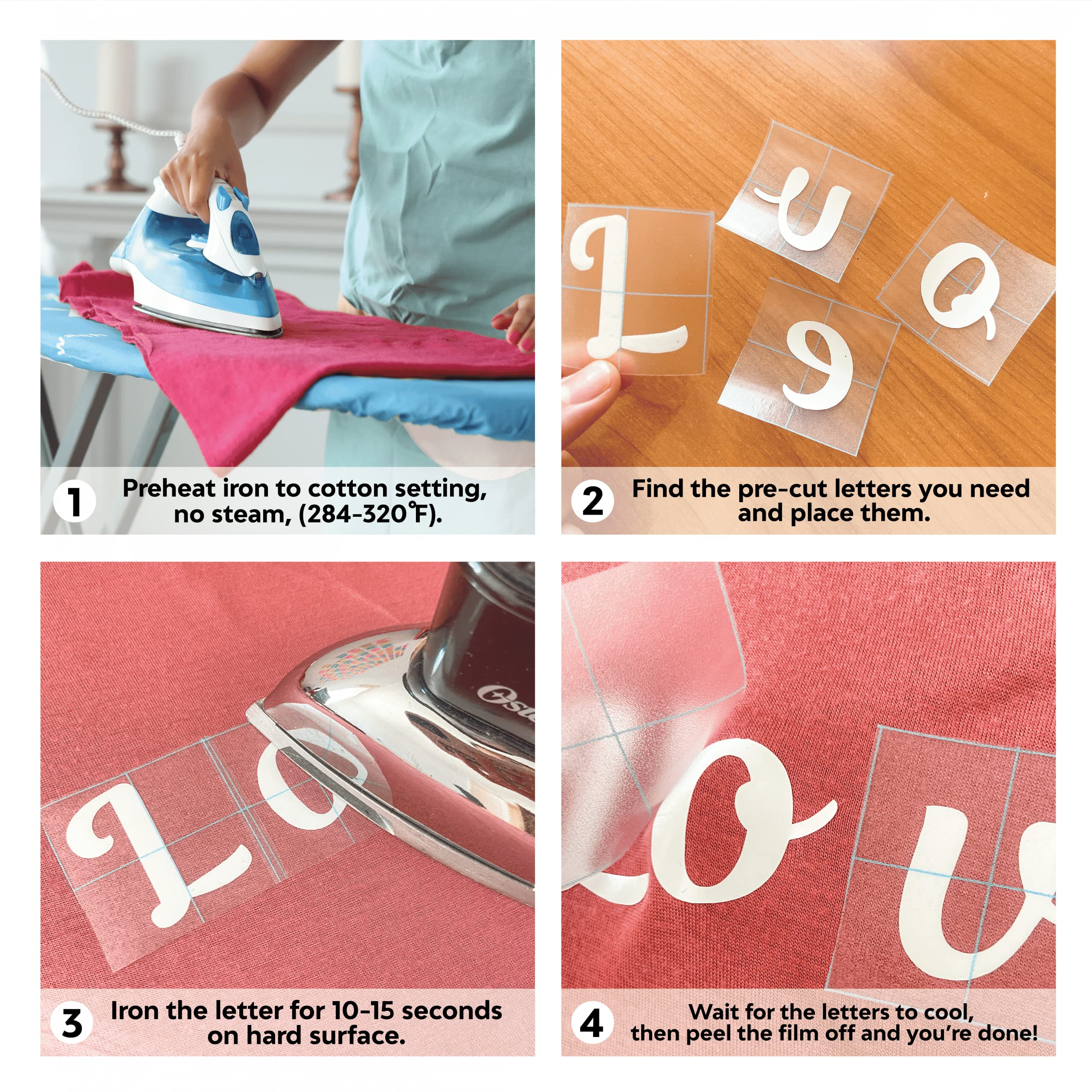 208pcs White Iron On Letters for Fabric & Clothing - 1.5