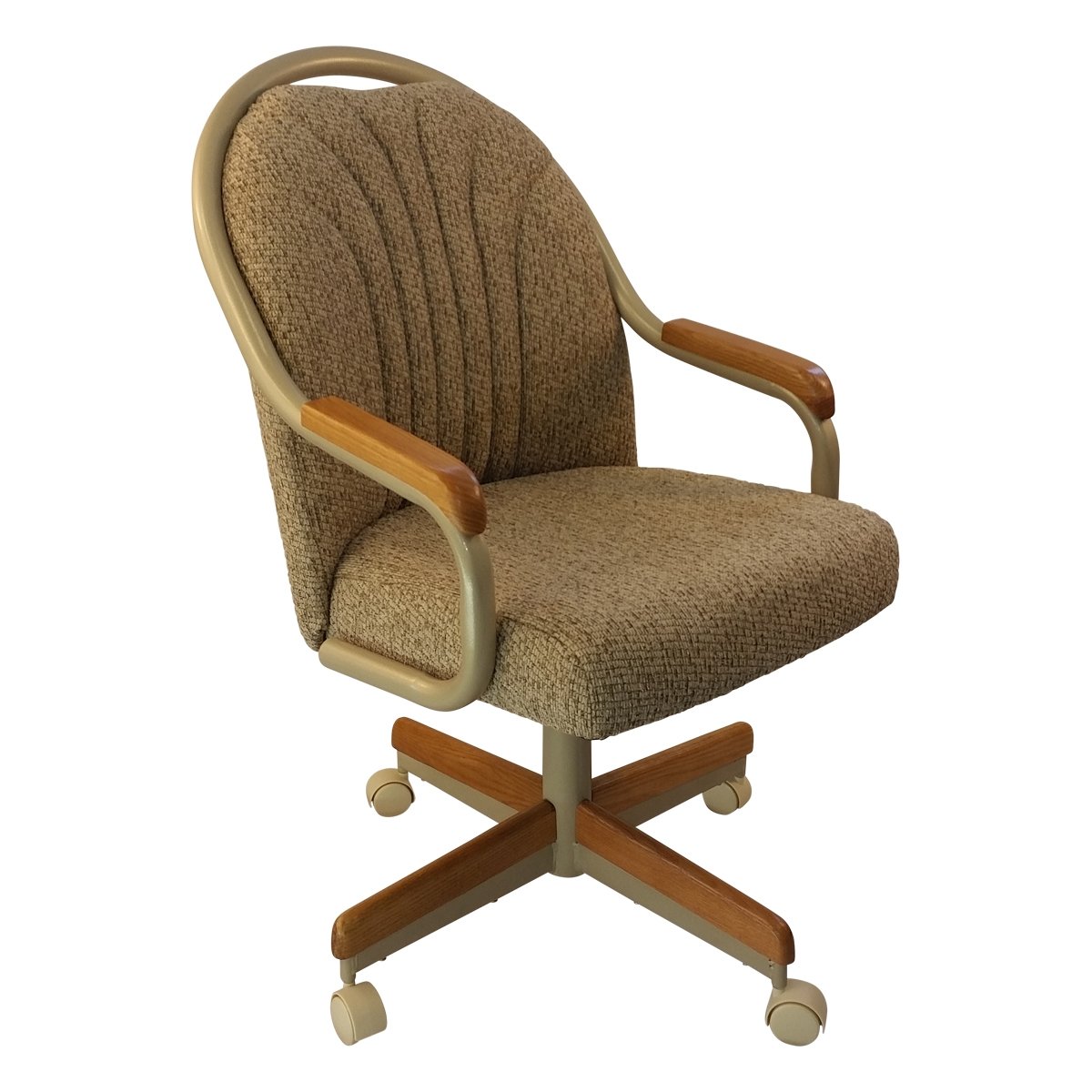 Britney Swivel Tilt Caster Dining Arm Chair - Wheat Tweed Fabric - Adjustable Office & Home Chair - Ergonomic Design for Dining Room, Study, or Conference Room (1 Chair)