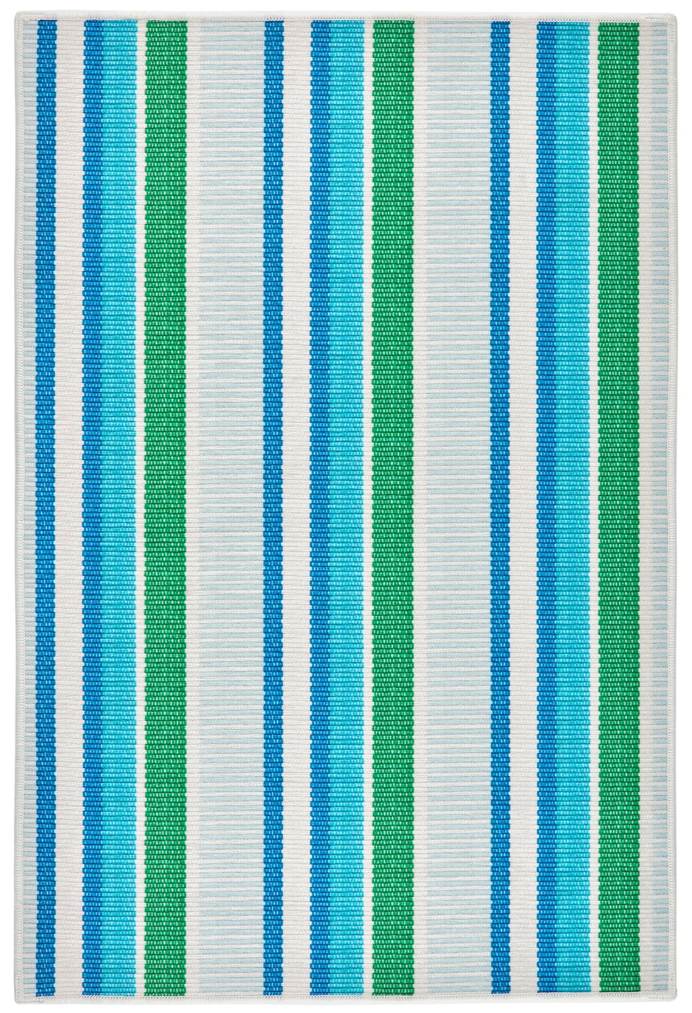 Always Greener Machine Washable Area Rug - Cobalt & Green Striped - Perfect for Living Room, Bedroom & Dorm Decor