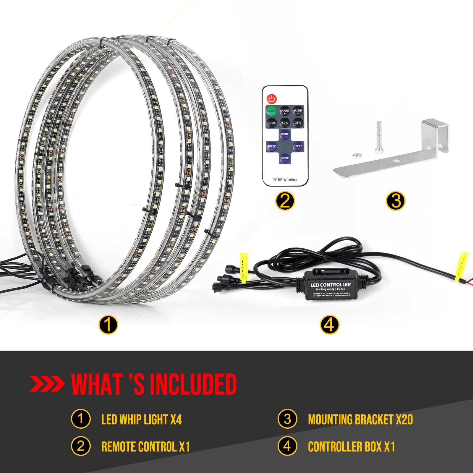 15.5 Inch Bright White Double Row Wheel Lights - Pure White LED Rocker Switch Control Wheel Ring Light for Cars, Trucks, Pickups & Off-Road Vehicles | Perfect for Night Driving, Off-Road Adventures & Vehicle Customization