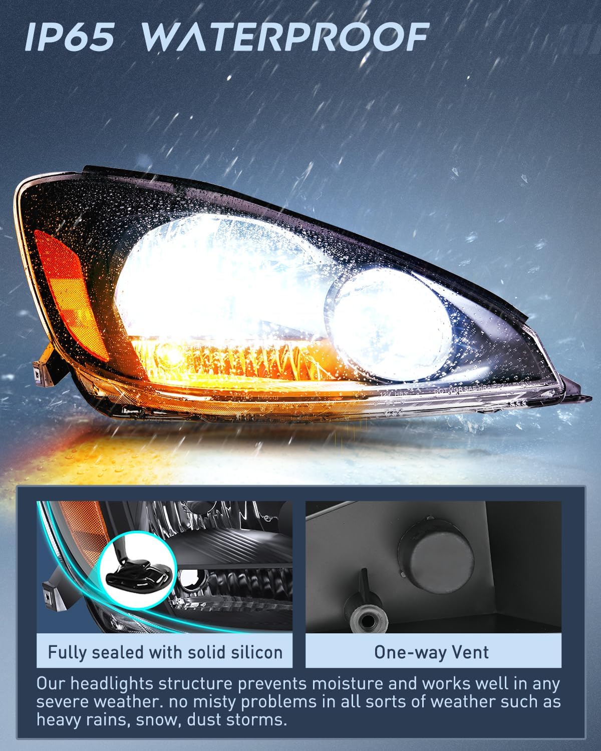 2004-2005 Toyota Sienna Headlight Assembly - Black Housing with Amber Reflector & Clear Lens Upgrade | Replacement for Dim/Broken Lights | Perfect for Night Driving & Off-Road Use