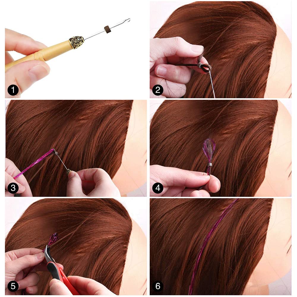 Christmas Hair Tinsel Kit - Heat Resistant Glitter Hair Extensions with Beads & Tools (Red, Green, Silver, Gold) for Women, Girls & Kids - Perfect for Christmas Hair Accessories, Halloween Parties & Festive Celebrations