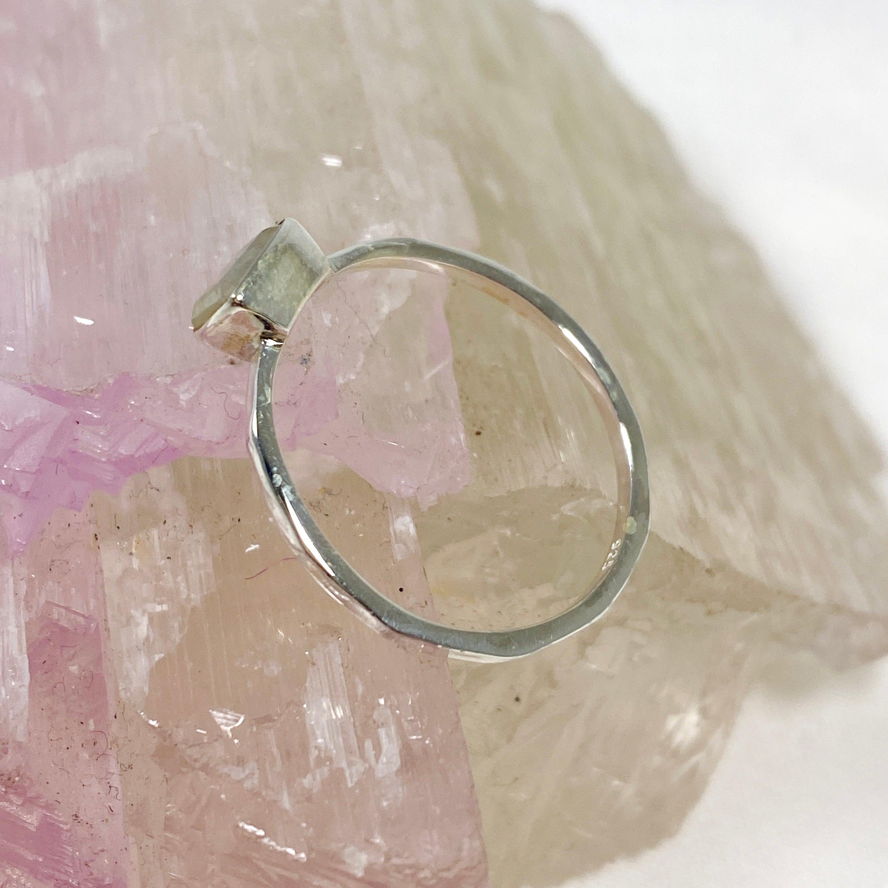 Rainbow Moonstone Faceted Rectangular Band Ring - Sterling Silver Fine Jewelry R3793 RMS for Women's Fashion & Gift Giving