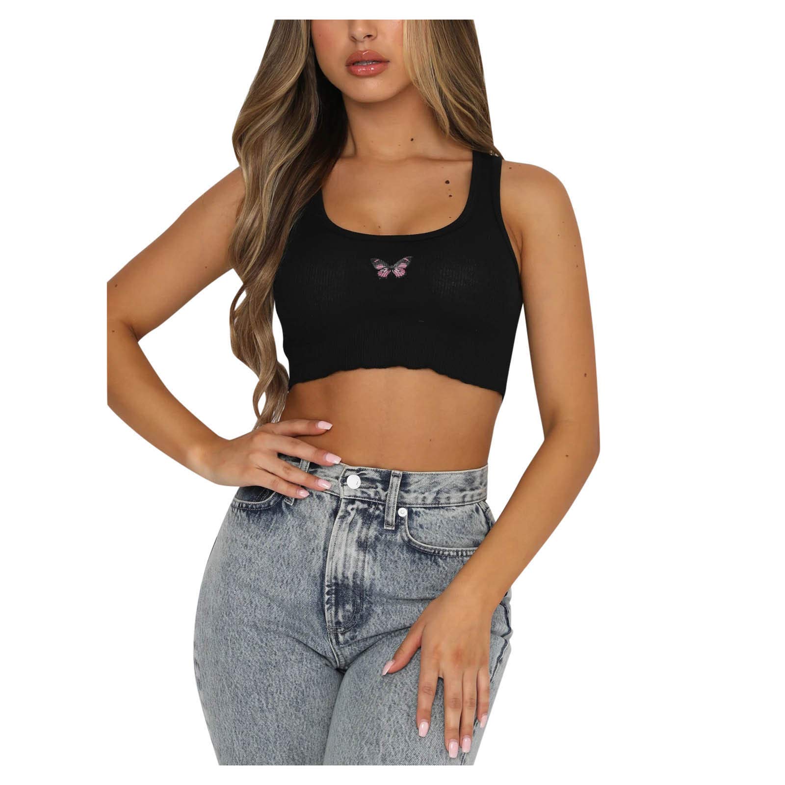 Women's Printed Sexy Swing Vest Cami Top - Floral Lace Butterfly Design Clubwear & Lingerie (Black, Medium) | Perfect for Night Out, Date Night & Special Occasions