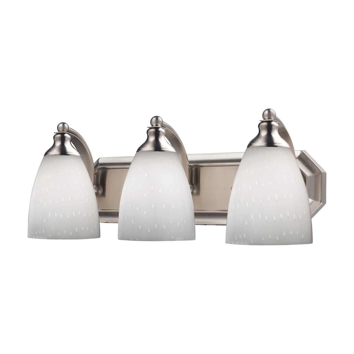 Mix-N-Match Vanity 3-Light Wall Lamp in Satin Nickel with White Glass Shades - Perfect for Bathroom Vanity, Bedroom Dressing Area & Hallway Lighting