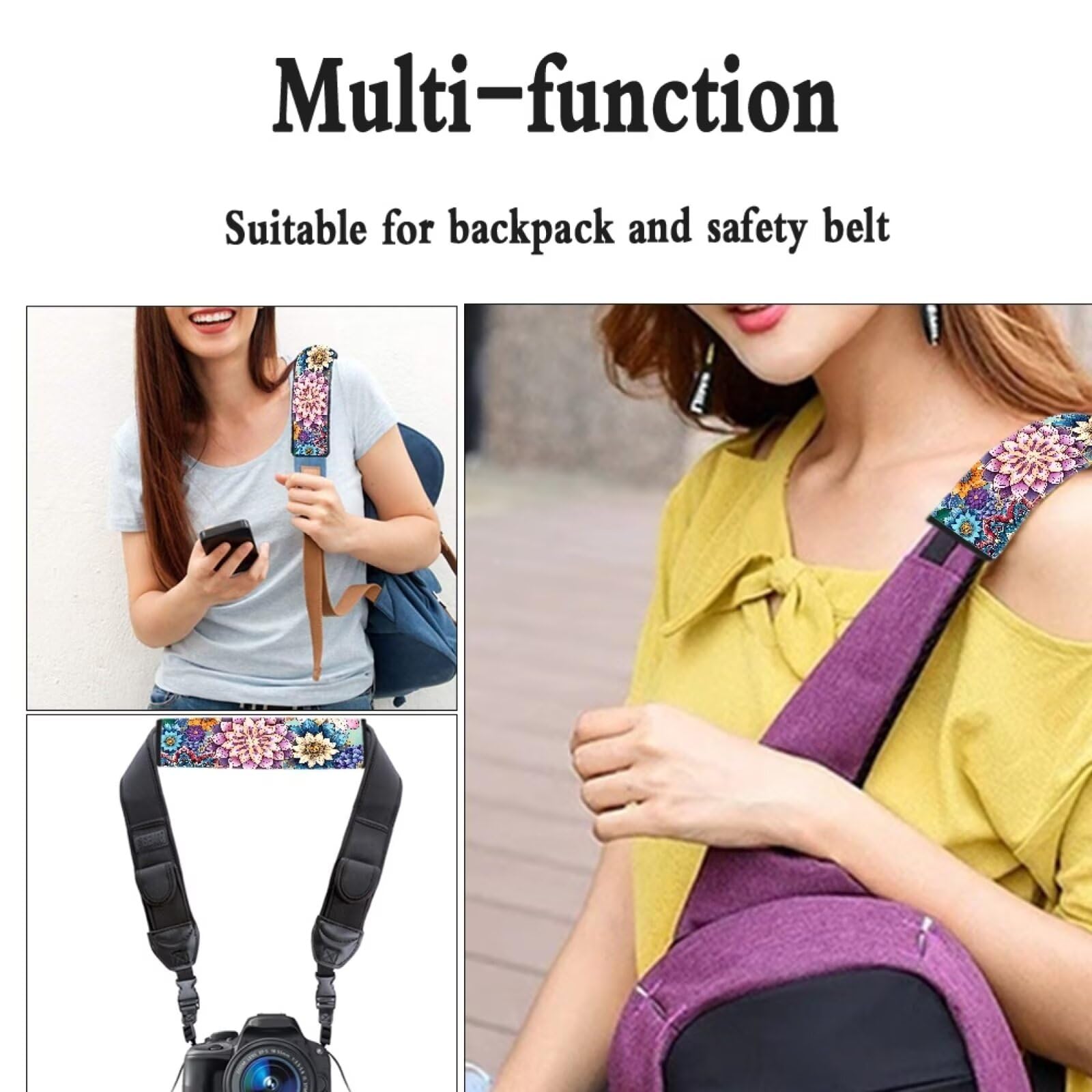 Jeiento Universal Car Seat Belt Shoulder Pads - Set of 2 Boho Blossom Seatbelt Covers for Comfort & Style | Perfect for Long Drives, Road Trips & Daily Commuting