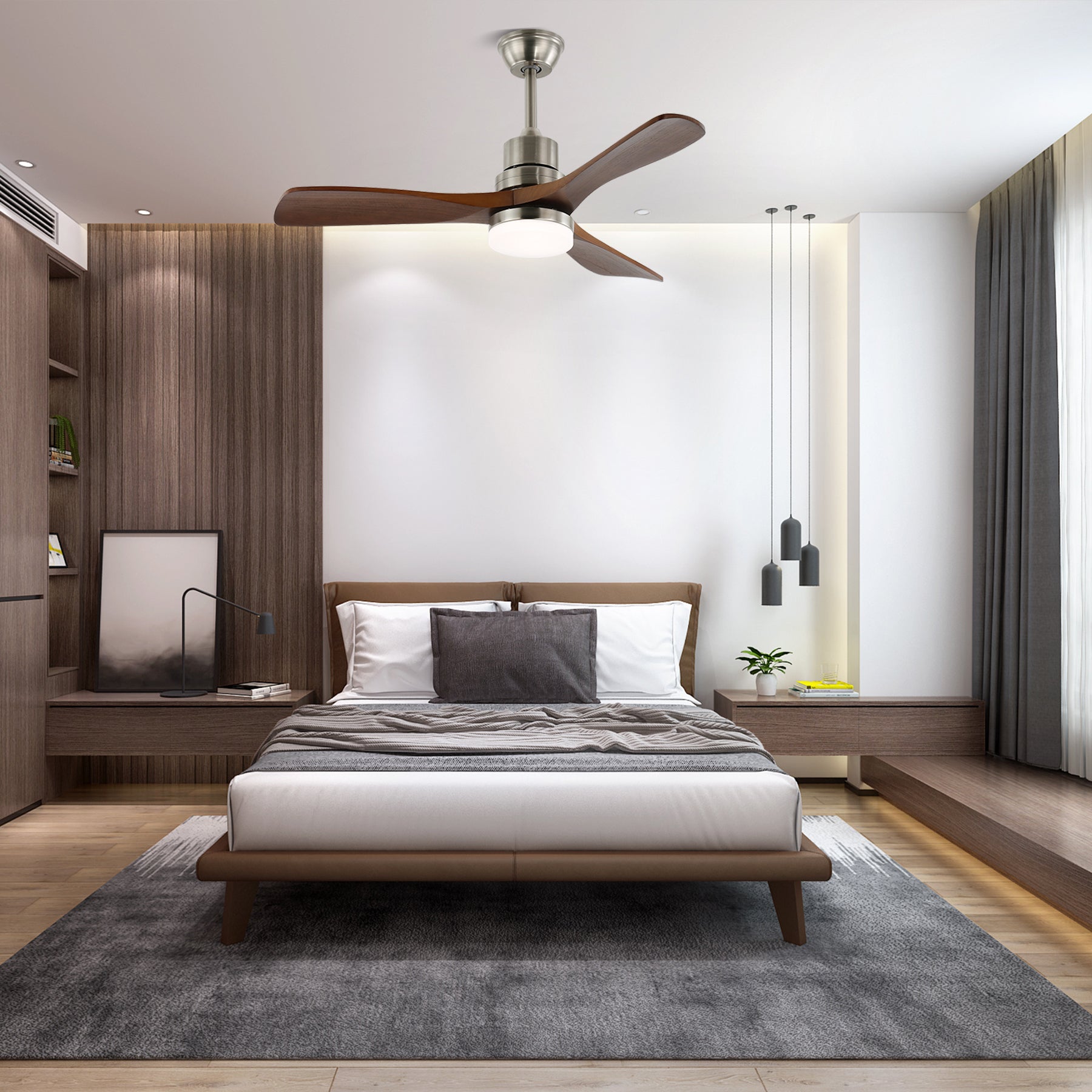 Breeze Master 48/52 Inch Wooden Ceiling Fan with Light Kit - Perfect for Living Room, Bedroom, and Outdoor Patio Cooling