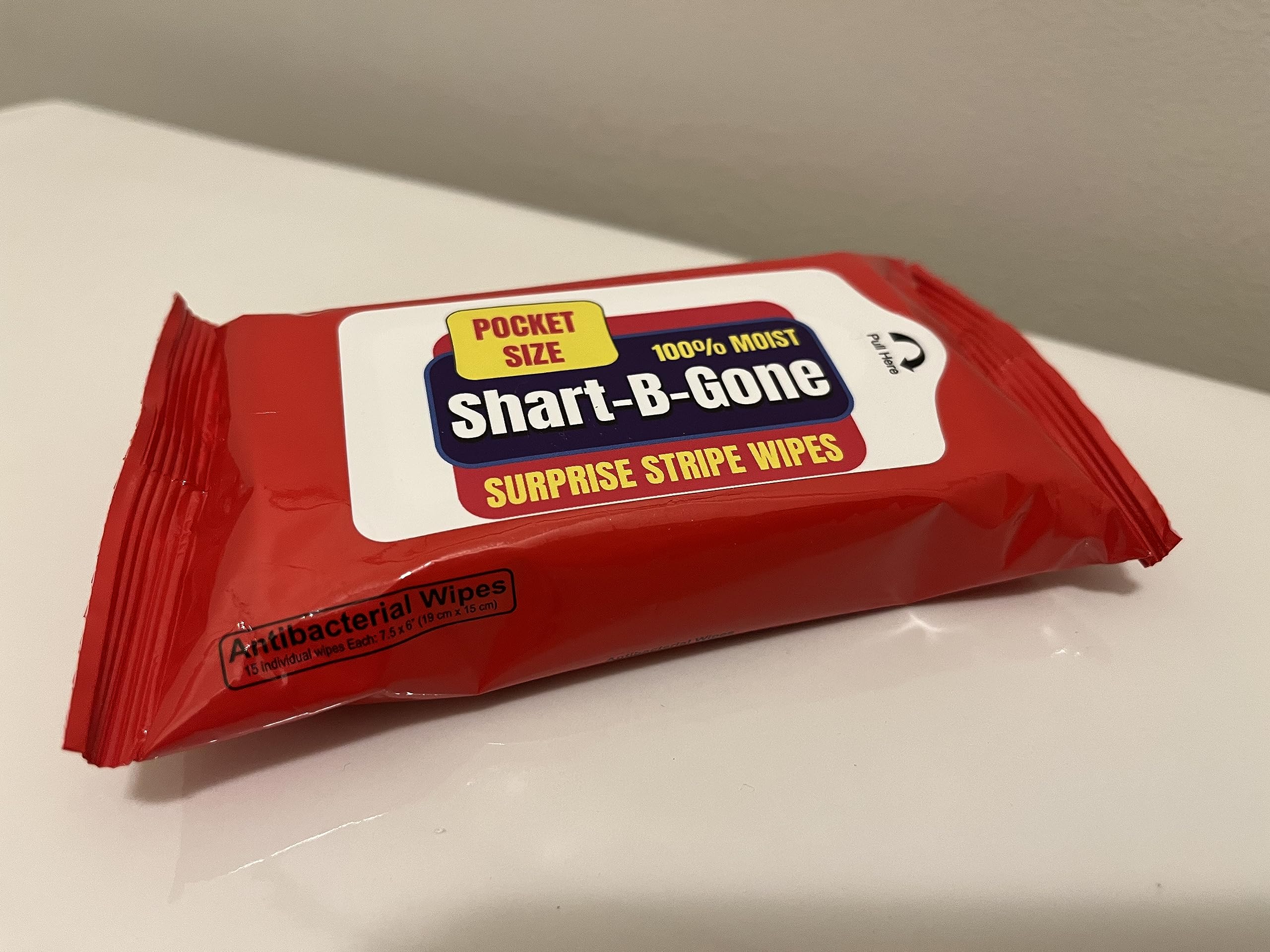 Shart Be Gone Surprise Stripe Wipes - Funny Moist Wipes for Teens & Adults | Travel-Size Personal Hygiene Wipes | Perfect for Travel, Gym, Camping & Emergency Use