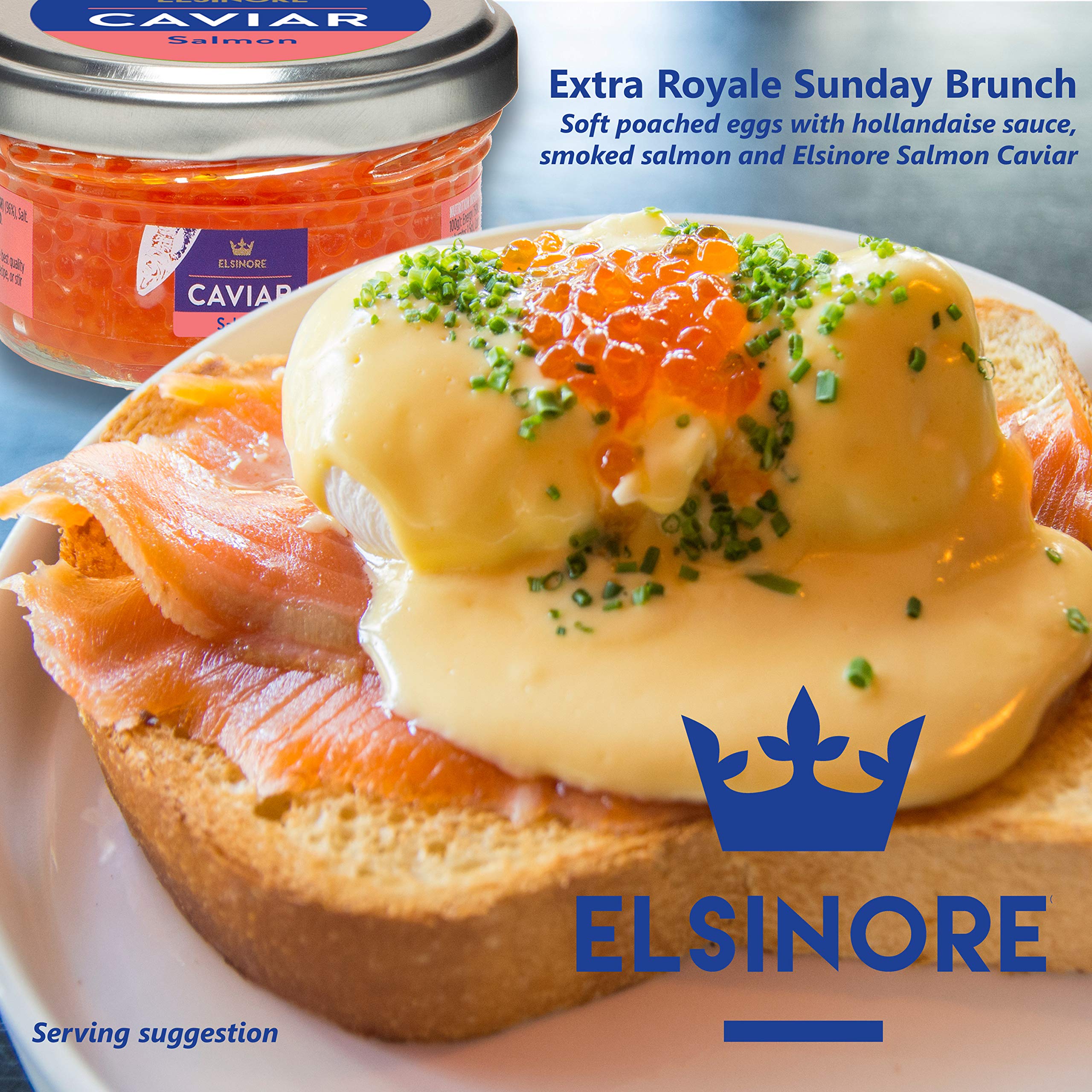 Premium ELSINORE Fresh Salmon Caviar 50g (Pack of 6 Jars) - Gourmet Seafood Delicacy for Special Occasions & Luxury Dining