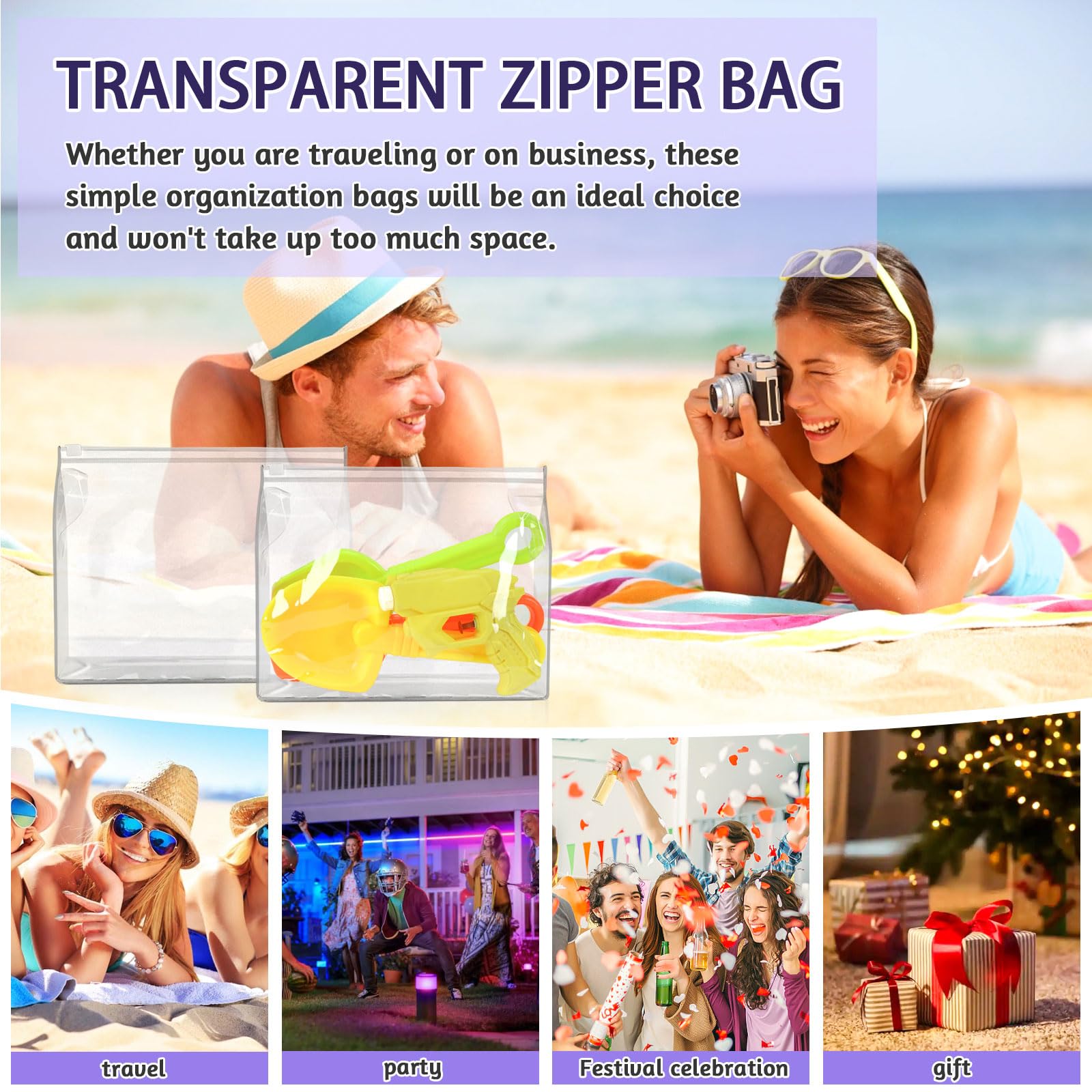 BadenBach 24 Pack Large Clear Makeup Bags 9.8