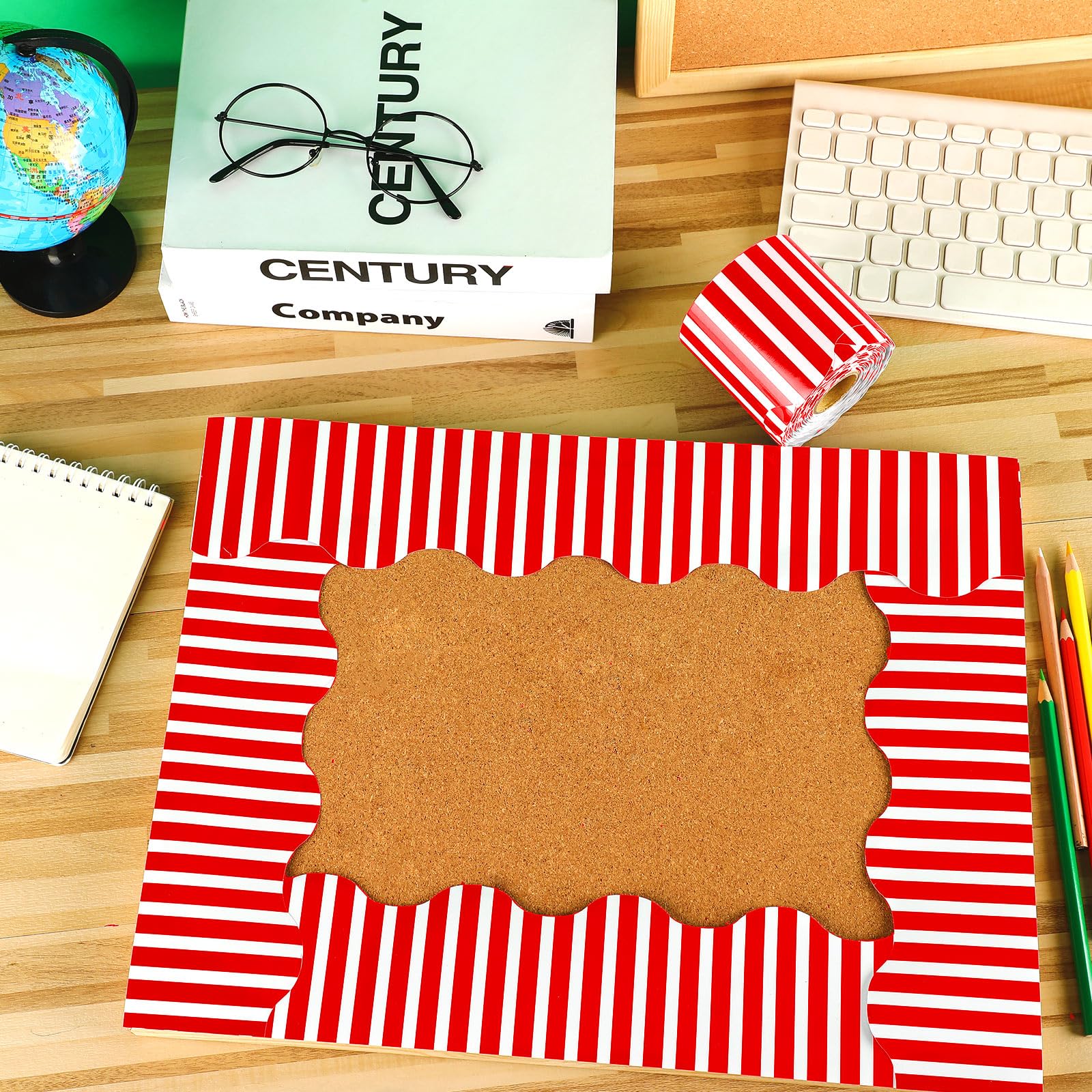 Candy Cane Christmas Bulletin Board Border - 69ft Red & White Scalloped Trim for Classroom & Chalkboard Decor