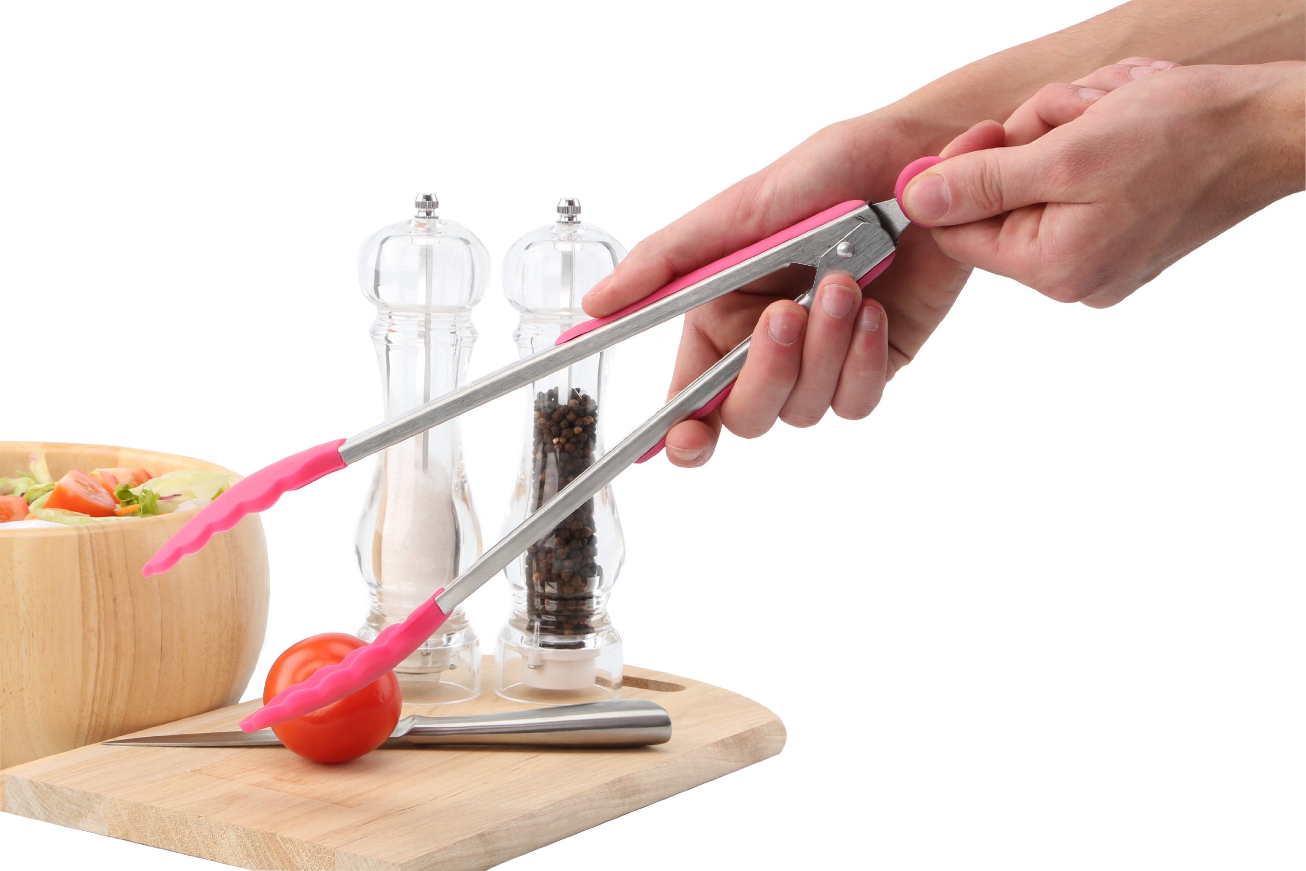 ZING! Silicone Kitchen Tongs - Heat Resistant, Non-Slip Grip, BPA-Free (Hot Pink) - Perfect for Grilling, Cooking, and Serving Salads