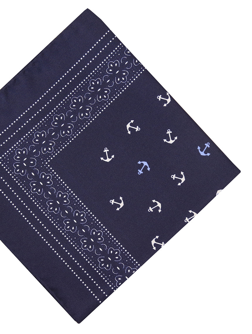 DÉCLIC Anchor Hanky - Navy Blue Cotton Bandana for Men & Women - Perfect for Outdoor, Travel, and Fashion Accessories