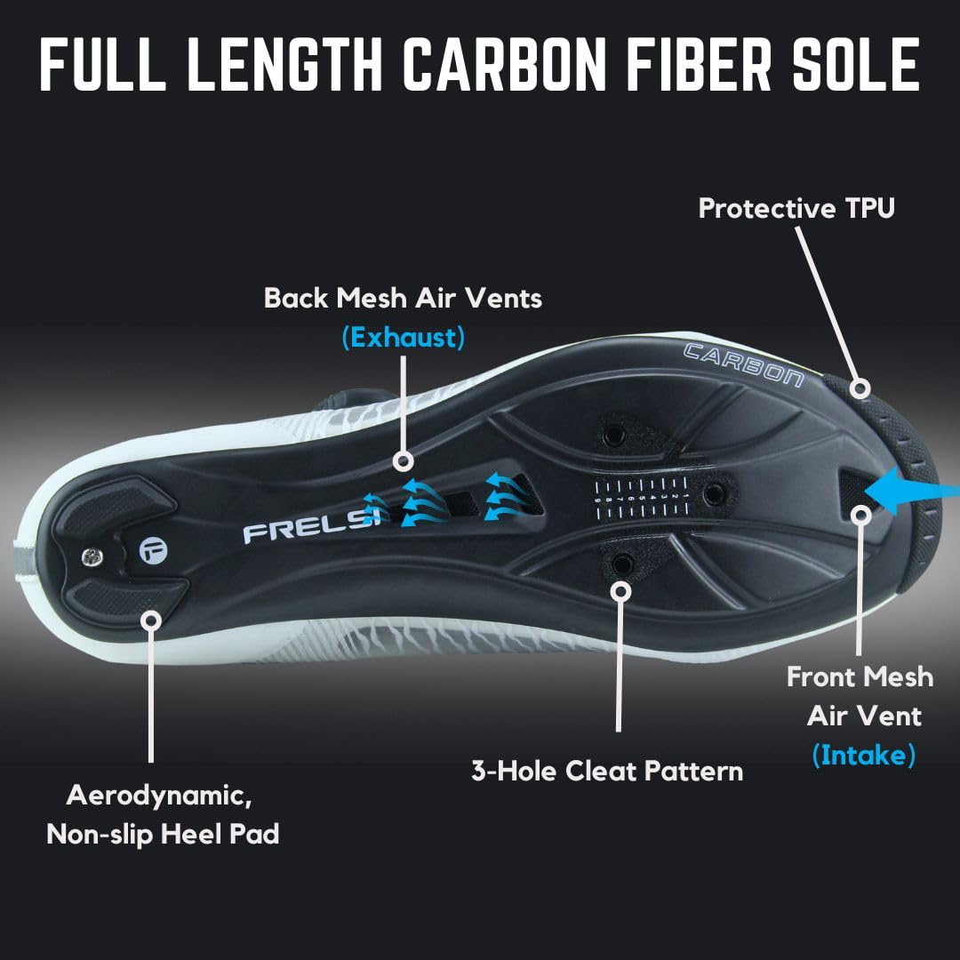 Frelsi Pro Carbon Road Cycling Shoes - Lightweight & Stiff for Racing & Training - Perfect for Road Bikes, Triathlons & Indoor Cycling