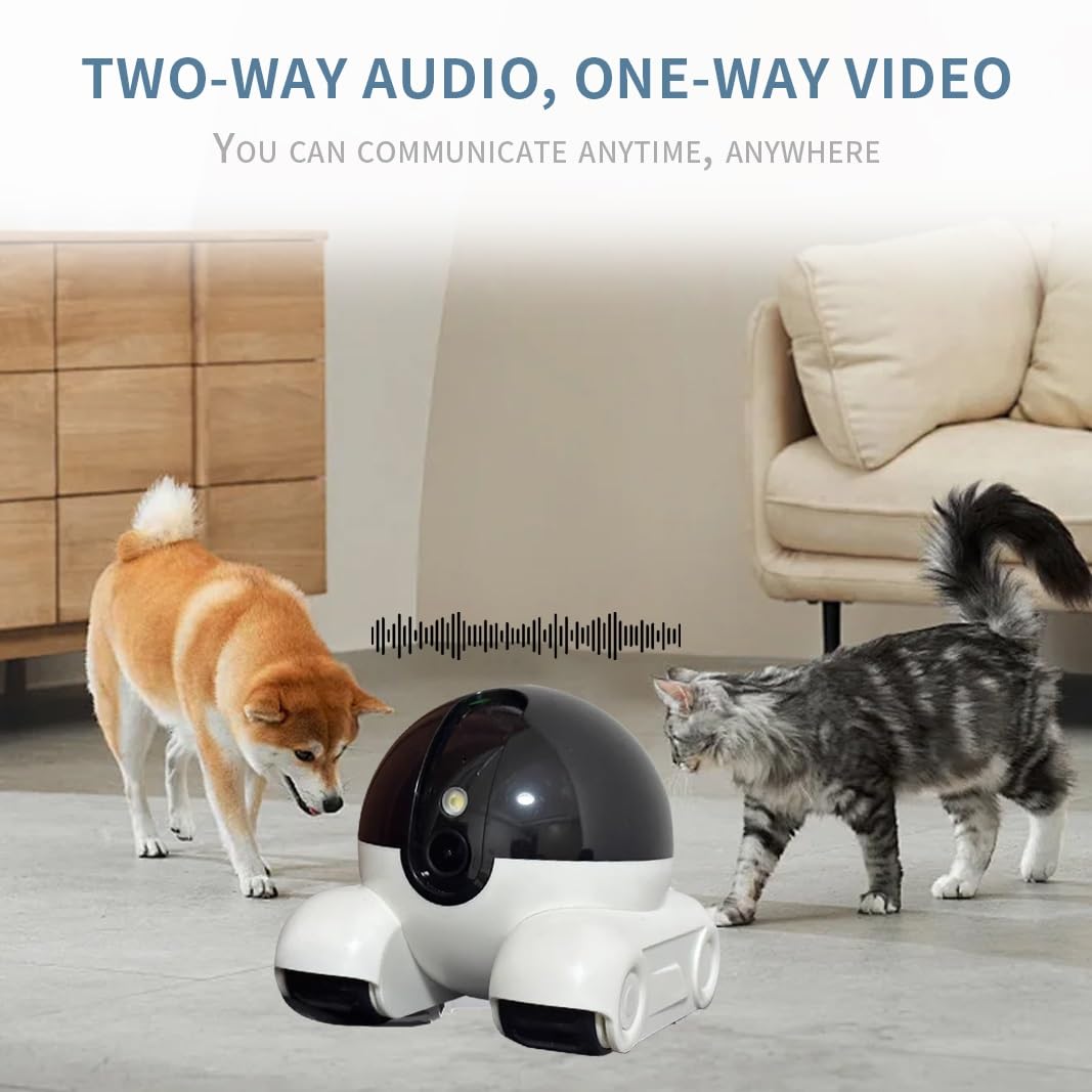 Smart Wireless Pet Camera with 1080P HD Video, 2-Way Audio, Night Vision & Remote App Control - Home Security Monitor for Dogs, Cats & Pets (White) - Perfect for Indoor Pet Monitoring & Home Surveillance