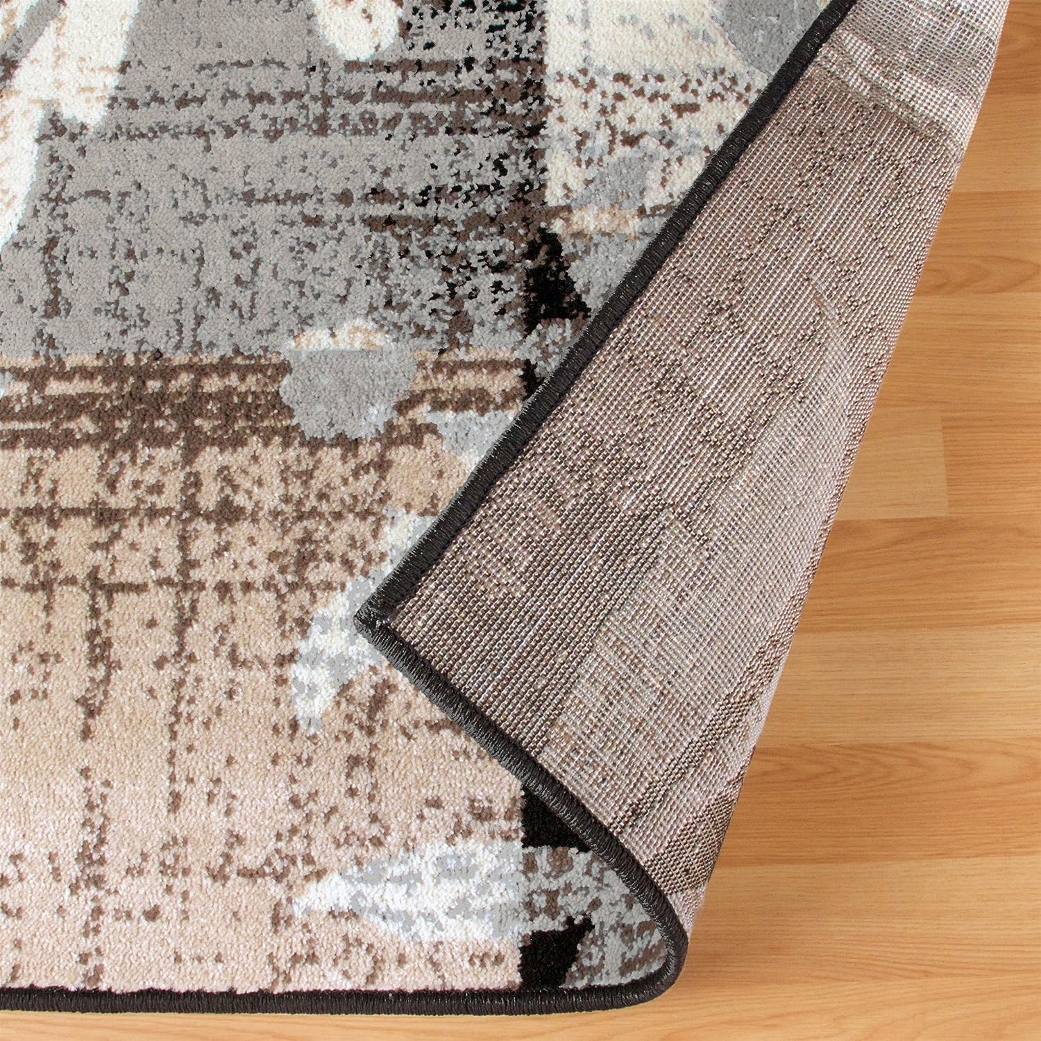 Premium Floral Patchwork Non-Slip Washable Area Rug 10x14 Feet - Soft Brown Indoor Rug for Living Room, Bedroom & Dining Room Decor