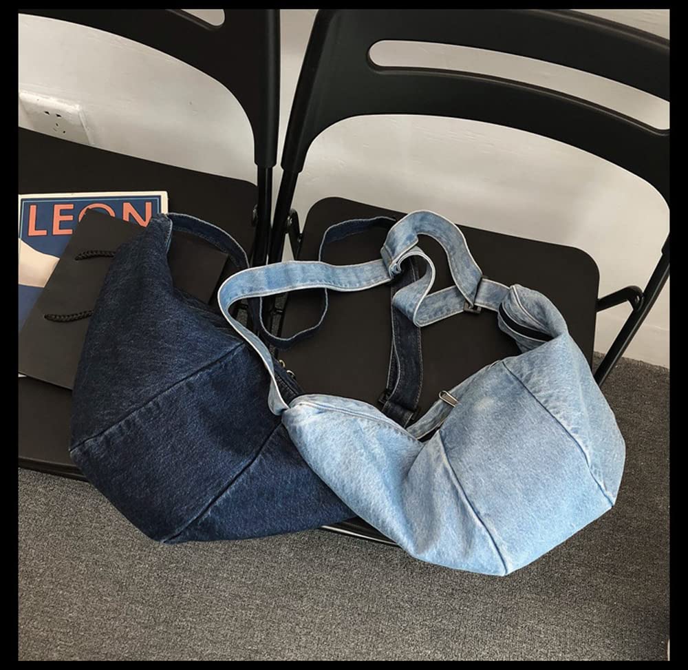 Stylish Single Color Denim Canvas Crossbody Shoulder Bag for Women - Perfect for Work, Travel & Everyday Use