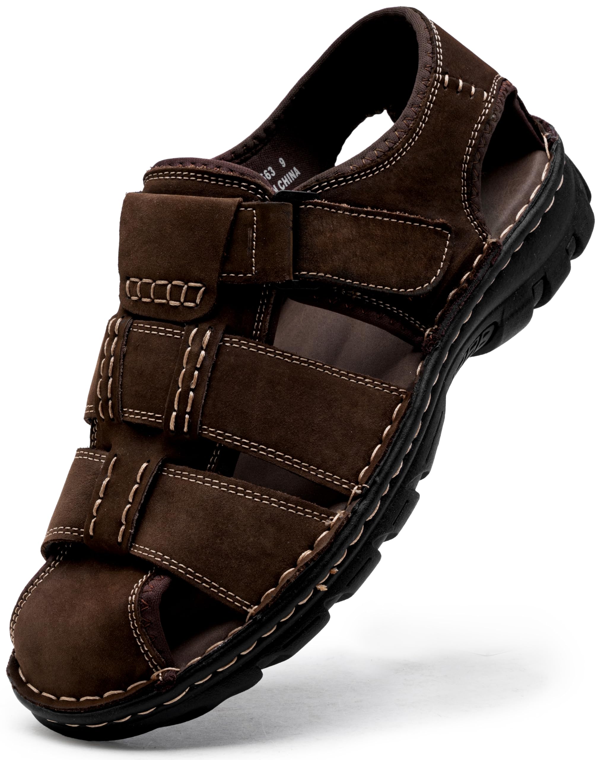Jousen Men's Leather Open Toe Sandals - Breathable Beach Hiking Sandals for Outdoor Summer Sports | Perfect for Walking, Travel & Water Activities