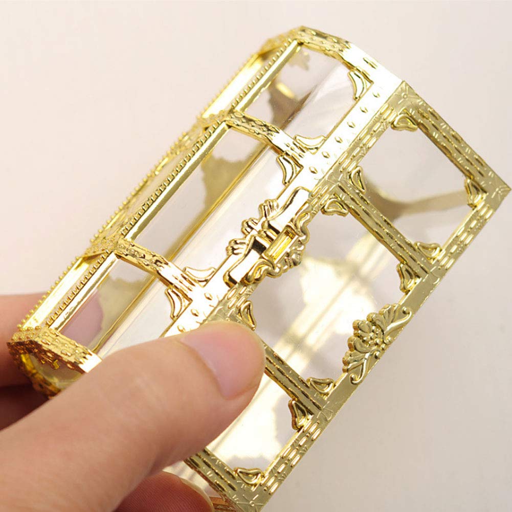12pcs Gold Hollow Treasure Chest Candy Boxes - Decorative Chocolate Containers for Wedding, Party Favors & Gift Giving - Perfect for Candy Buffets, Bridal Showers & Themed Events