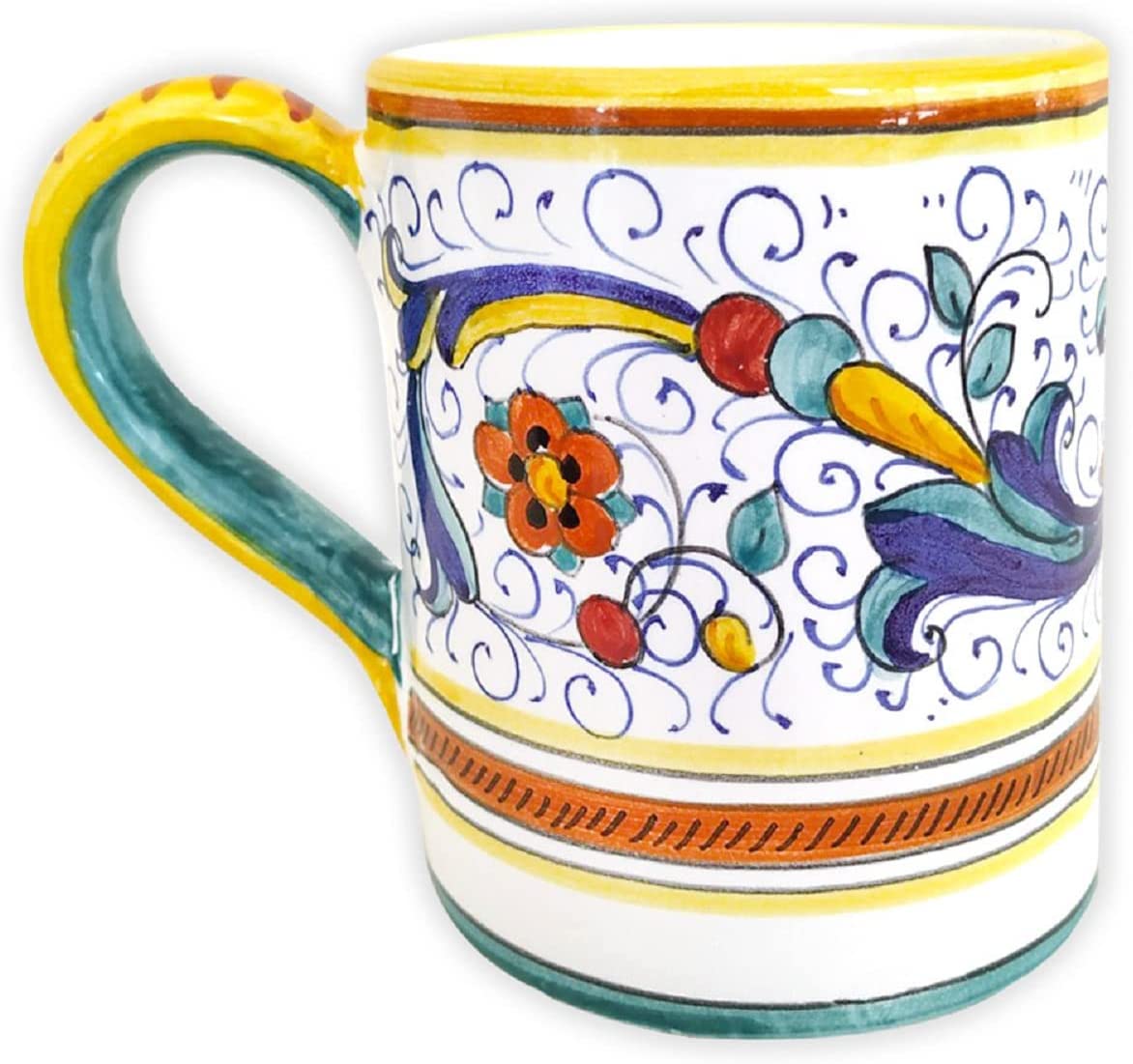 Gute Deruta Italy Ricco Deruta Mug – 12oz Handmade & Handpainted Italian Ceramic Coffee Cup | Authentic Deruta Pottery from Italy | Perfect for Espresso, Tea or Home Decor