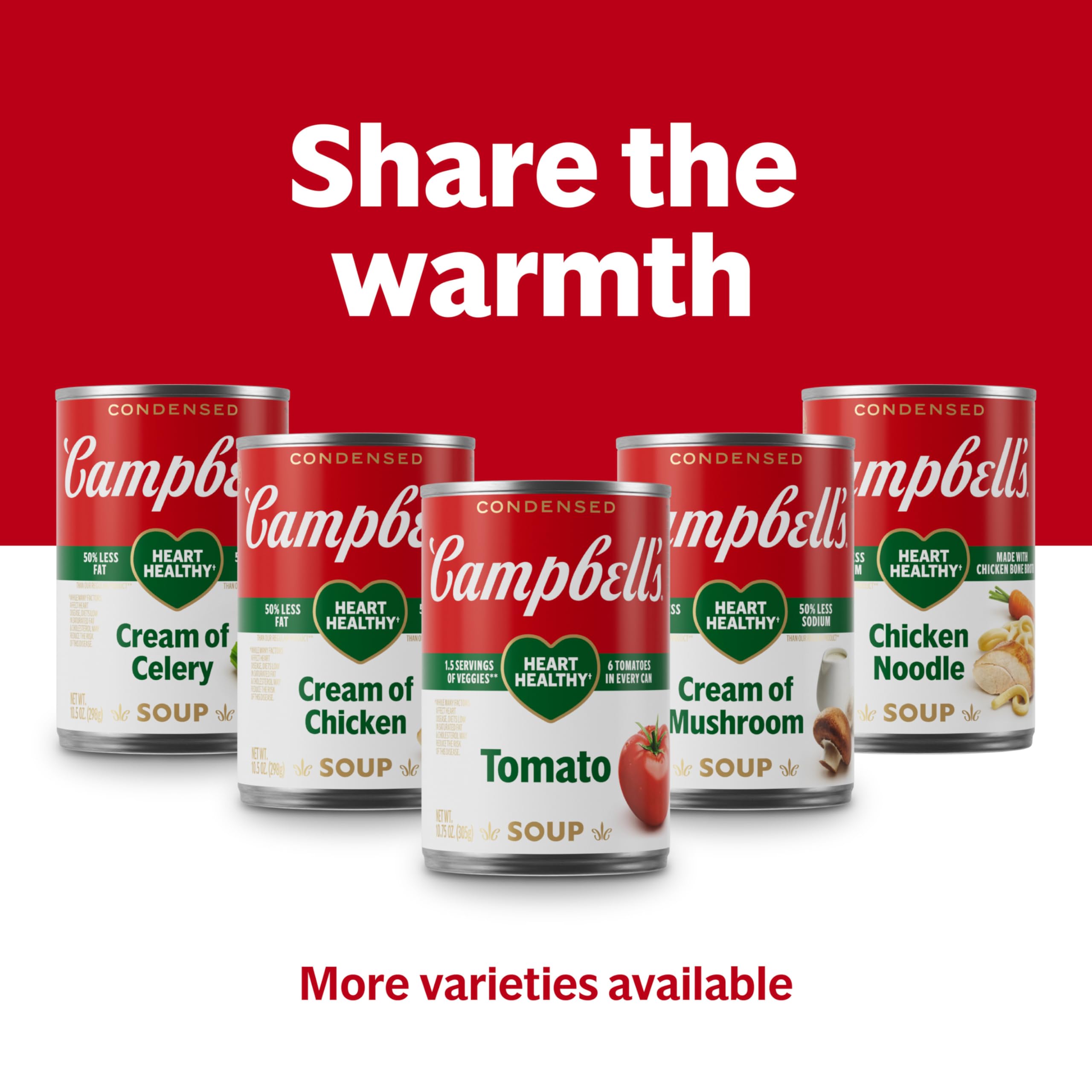 Campbell's Condensed Heart Healthy Cream of Mushroom Soup - 10.5 oz Cans (Pack of 12) | Low Sodium, Gluten Free | Perfect for Casseroles, Soups & Cooking Recipes