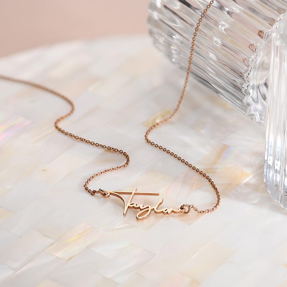 OAK & LUNA Personalized Belle Custom Name Necklace - Elegant Gold/Silver Nameplate Jewelry Gift for Women, Perfect for Birthdays, Anniversaries & Special Occasions