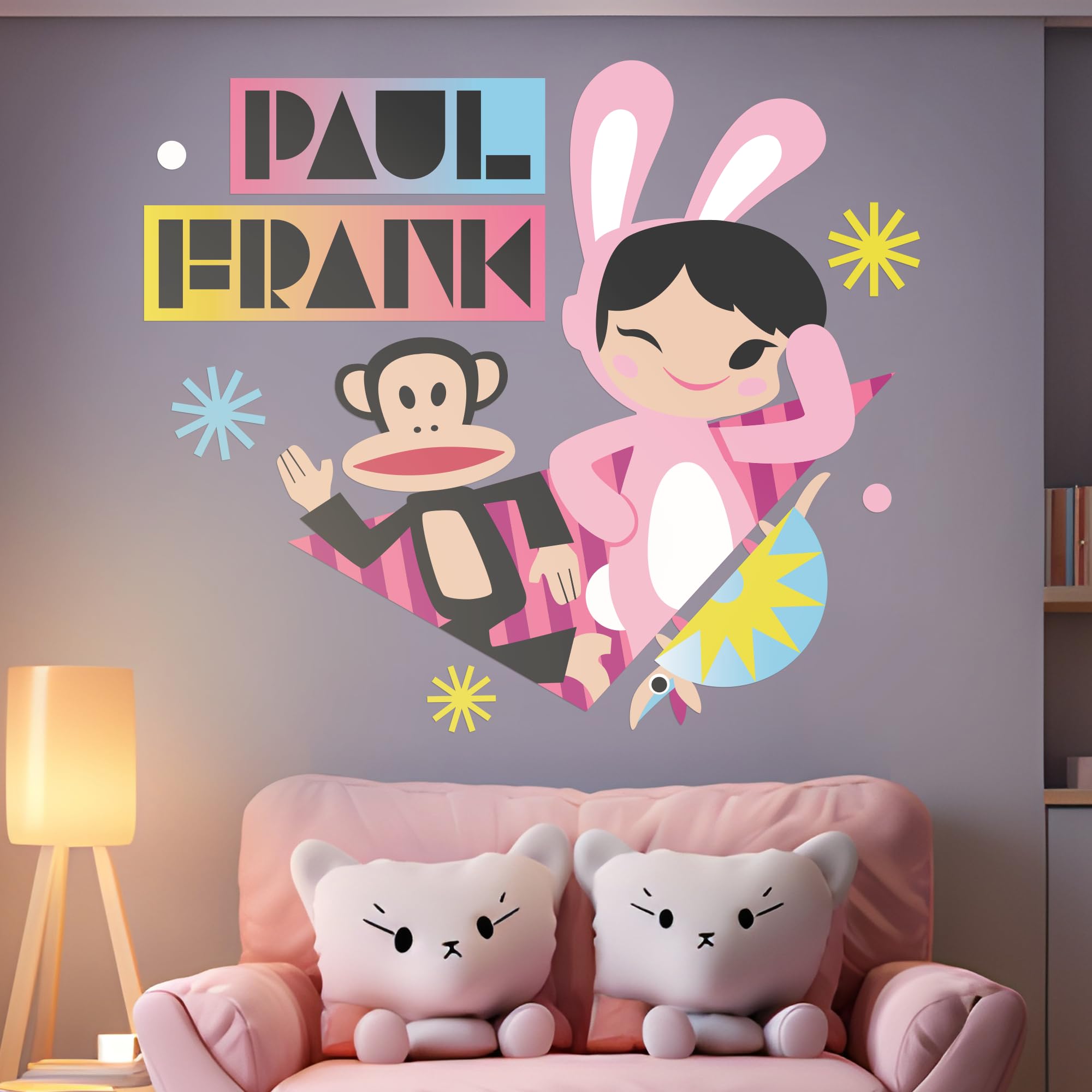 Paul Frank Peel and Stick Wall Decal for Nursery - EGD X Paul Frank Collaboration - Baby Girl & Boy Room Decor - Large 50
