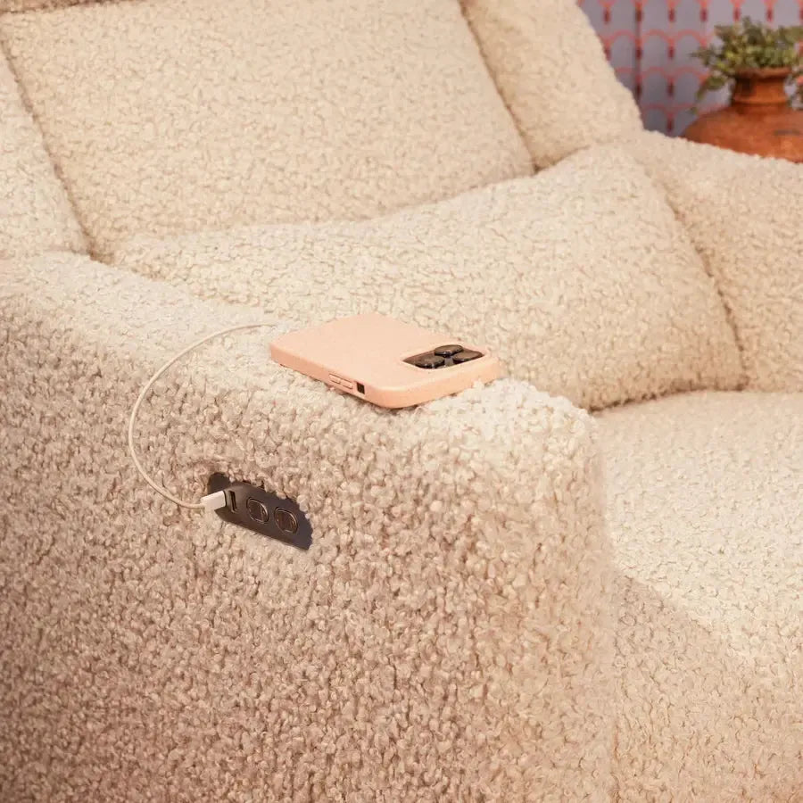 Babyletto Kiwi Plus Electronic Glider & Recliner with Adjustable Headrest - Luxe Almond Teddy Loop Fabric - Modern Nursery Gliding Chair for Breastfeeding & Baby Comfort