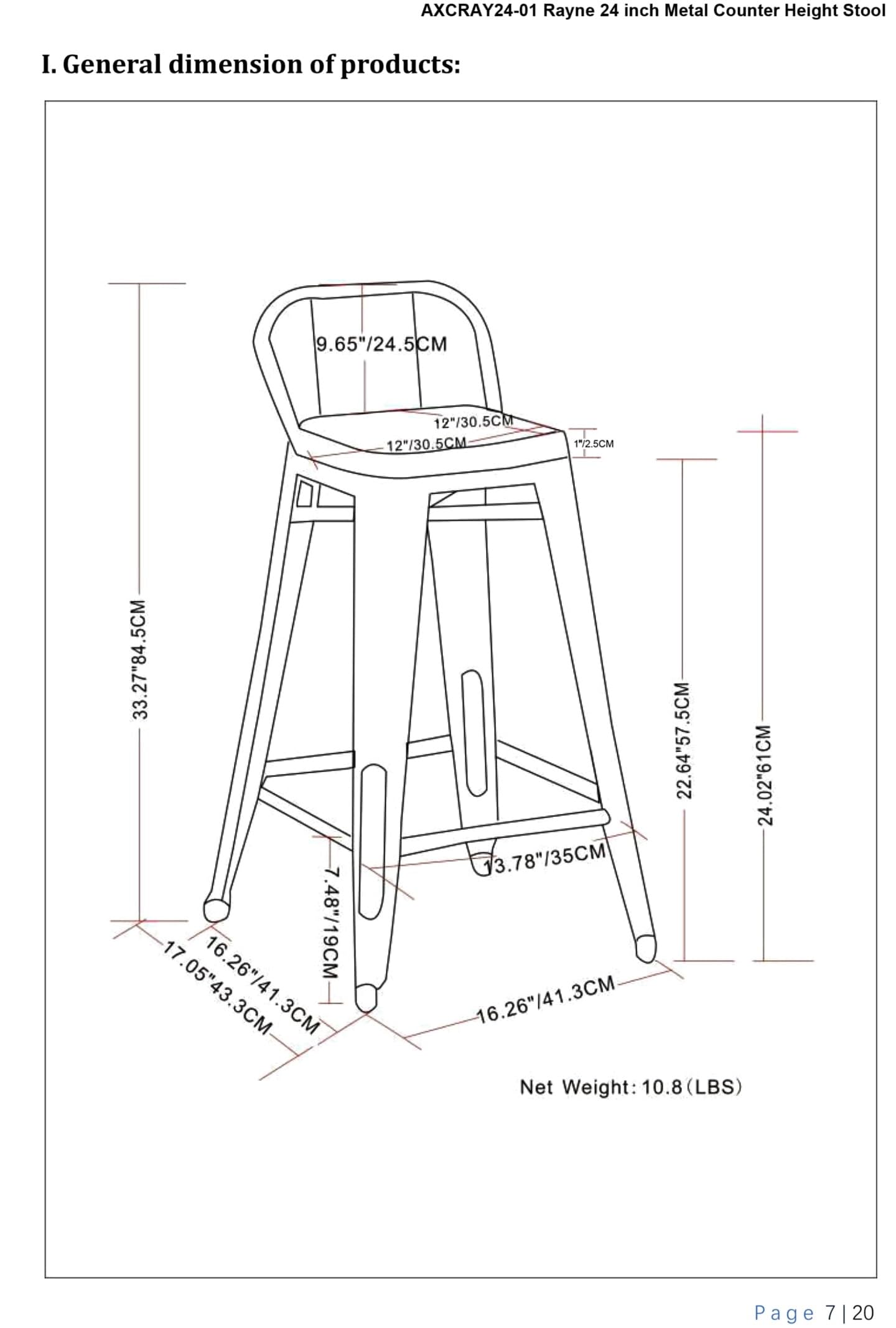 SIMPLIHOME Rayne Industrial Metal 24 Inch Counter Height Bar Stools Set of 2 - White Metal & Wood Kitchen Stools for Dining Room, Breakfast Nook, and Home Bar Decor