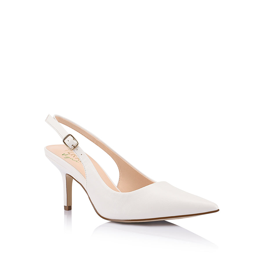 Shayley Women's Slingback Stiletto Heels - 3.5 Inch High Heel Pumps, Comfortable Dress Shoes for Women, Perfect for Weddings, Parties & Office Wear (Chalk White)