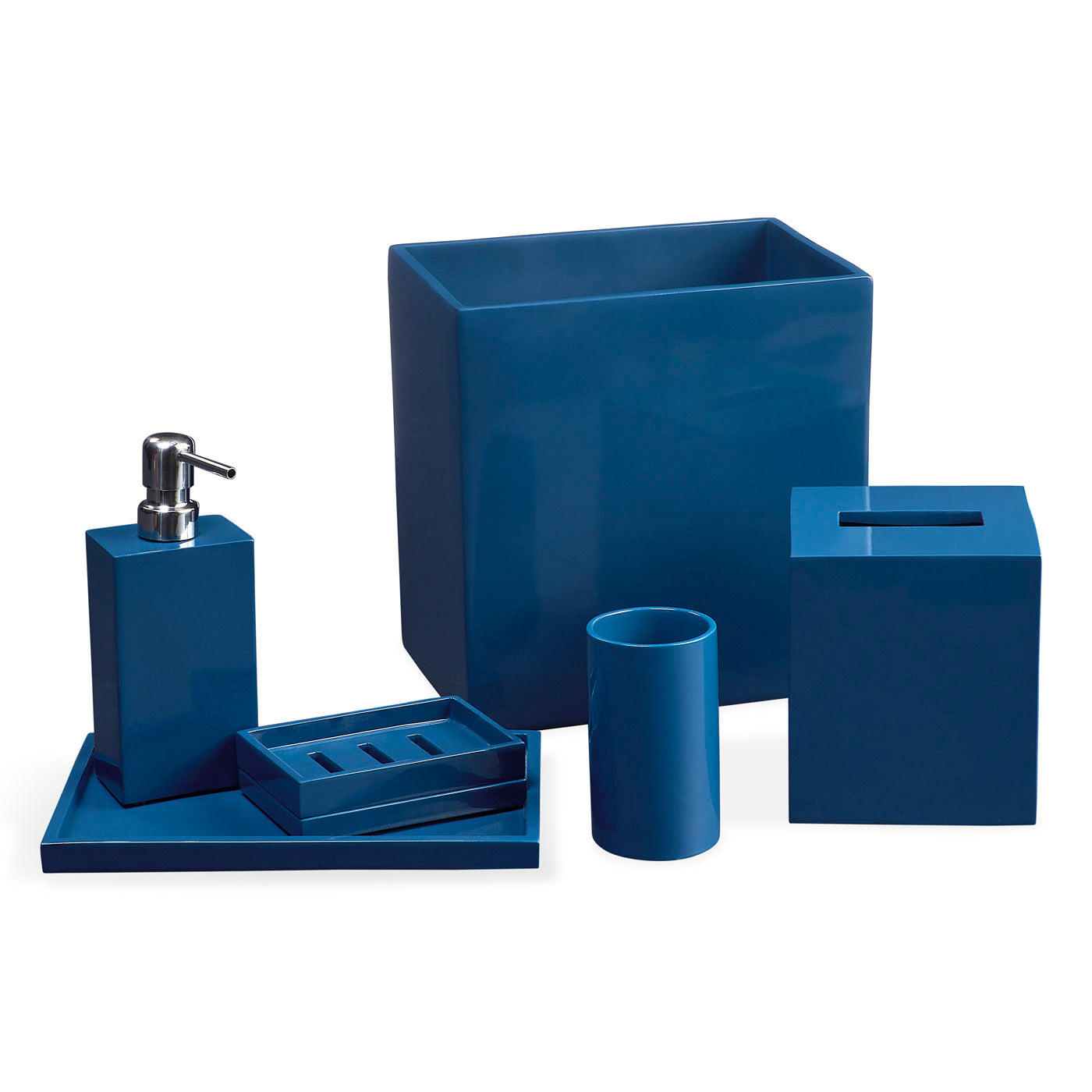 Premium Navy Lacquer Bathroom Accessory Set - Shower Caddy, Soap Dish & Toothbrush Holder for Modern Bathroom Decor